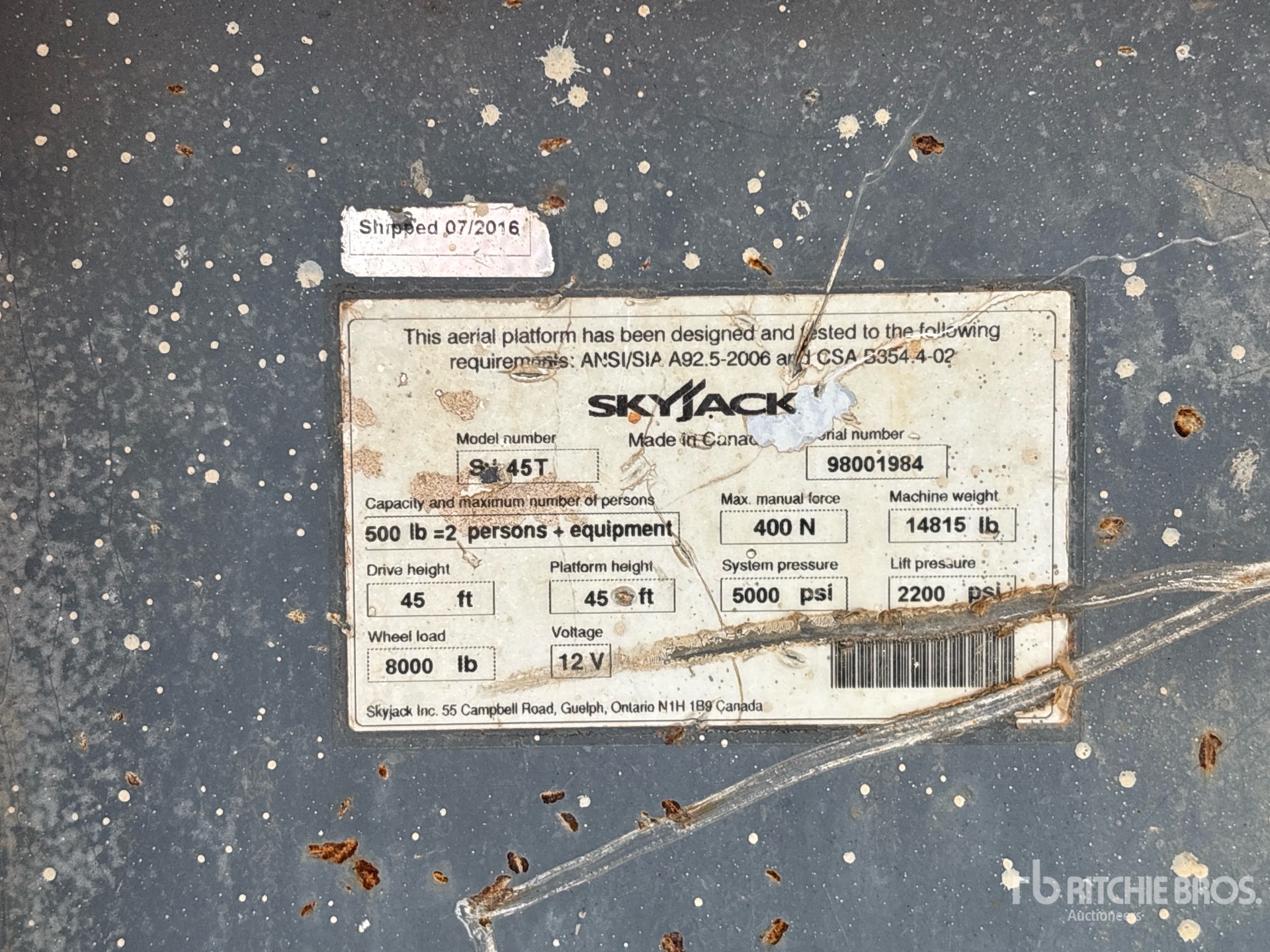 General Appearance with Serial Number / VIN