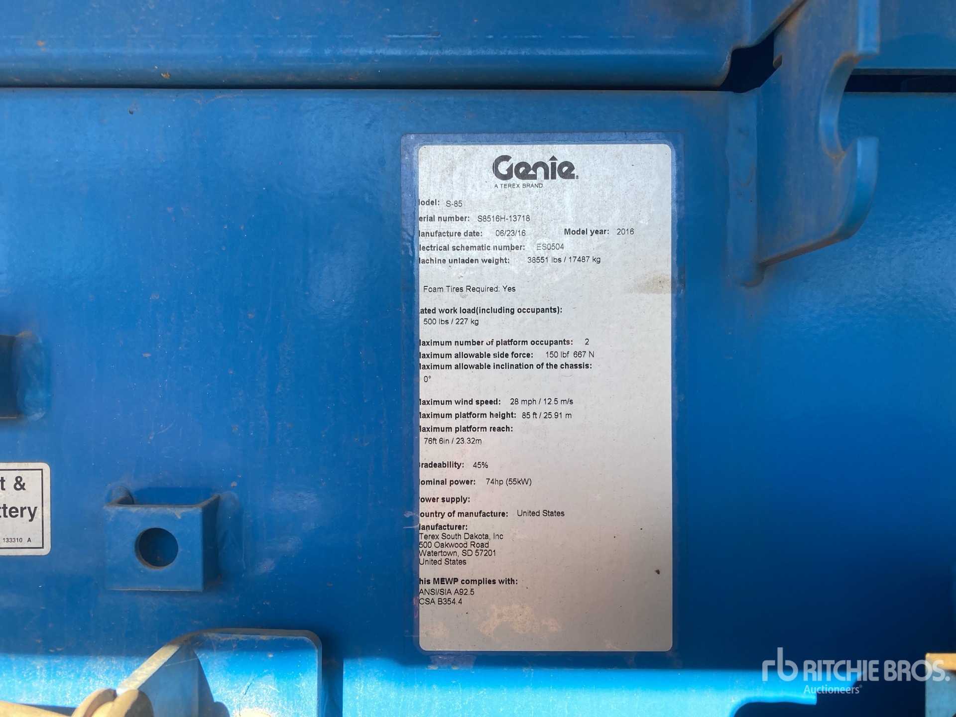 General Appearance with Serial Number / VIN