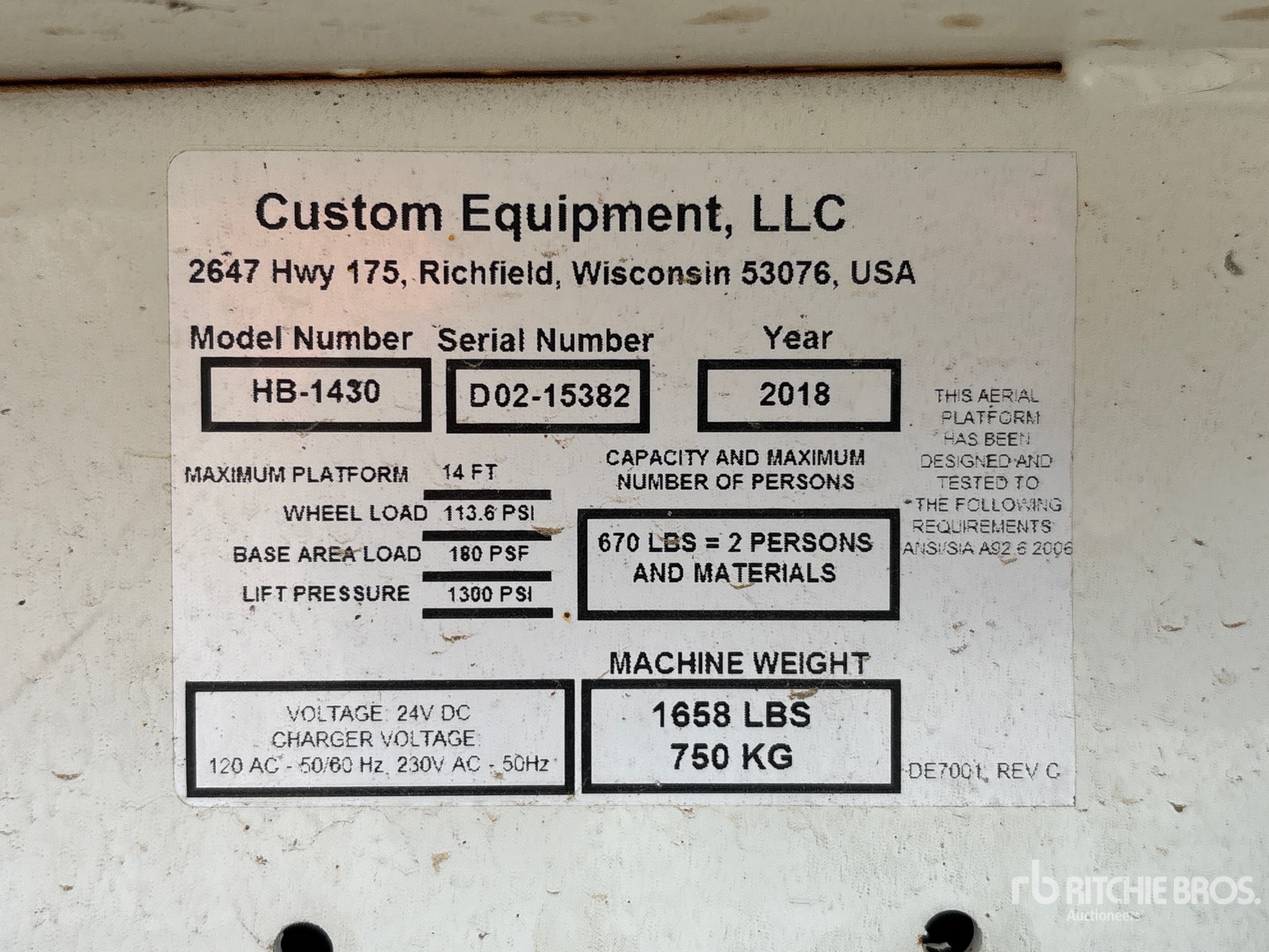 General Appearance with Serial Number / VIN