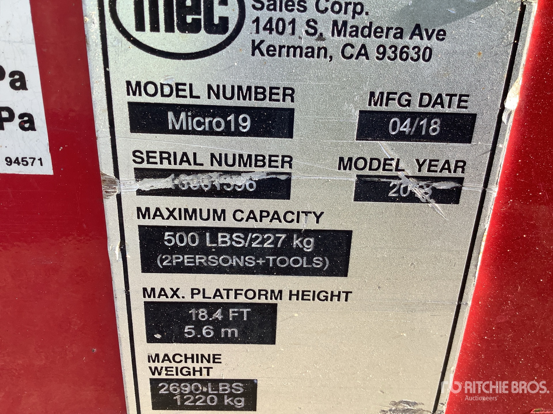 General Appearance with Serial Number / VIN