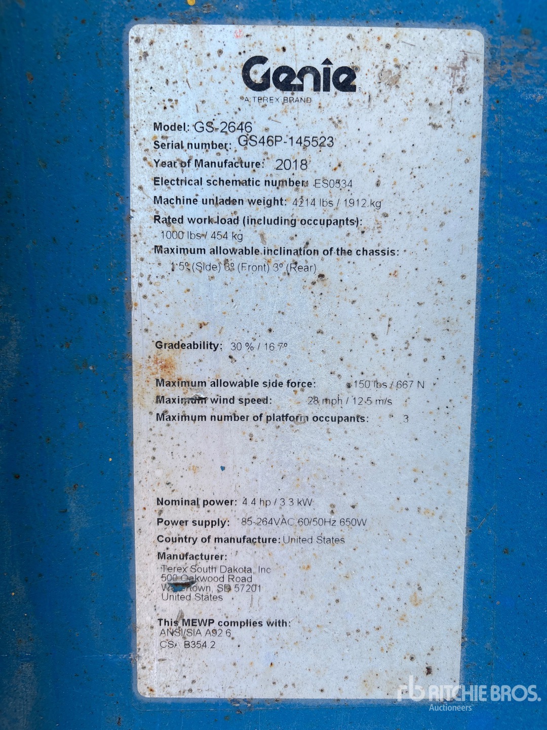 General Appearance with Serial Number / VIN