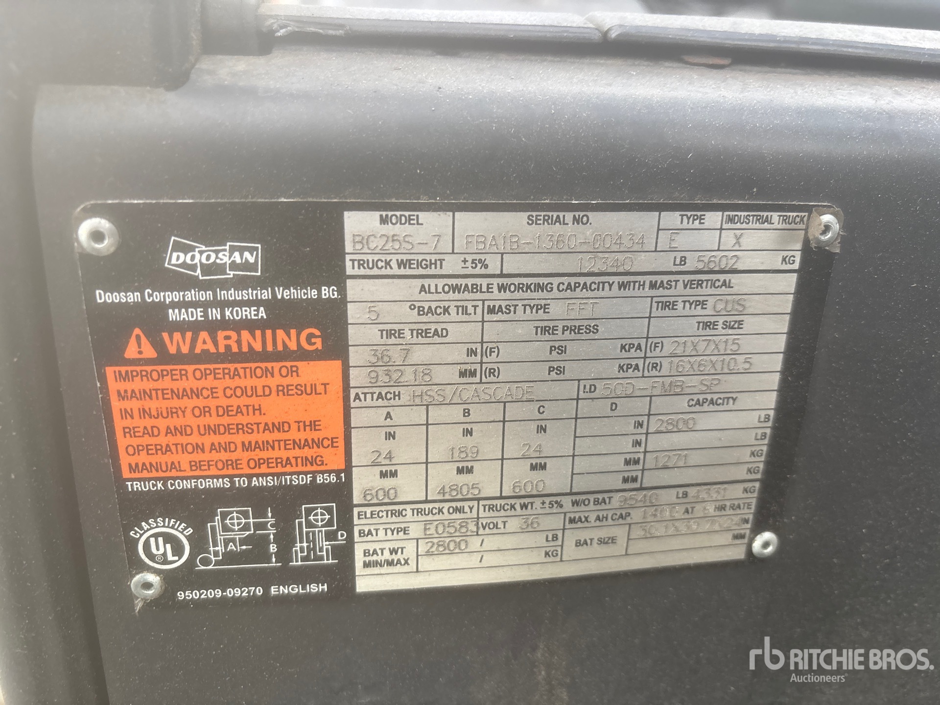 General Appearance with Serial Number / VIN