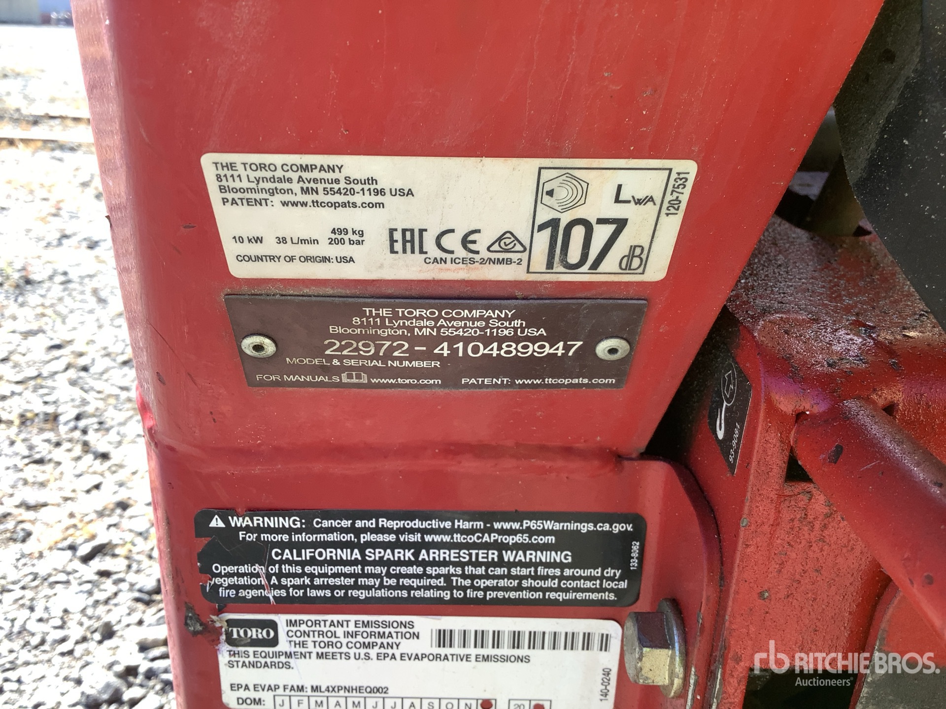 General Appearance with Serial Number / VIN