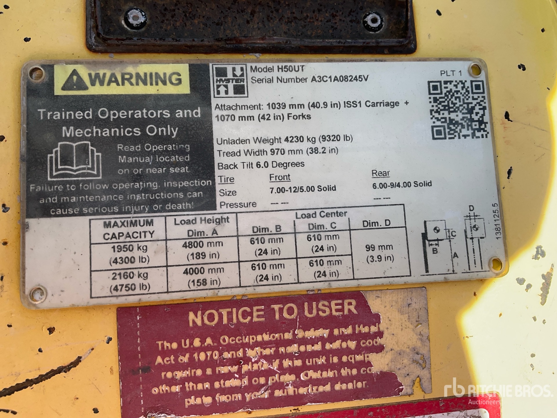 General Appearance with Serial Number / VIN