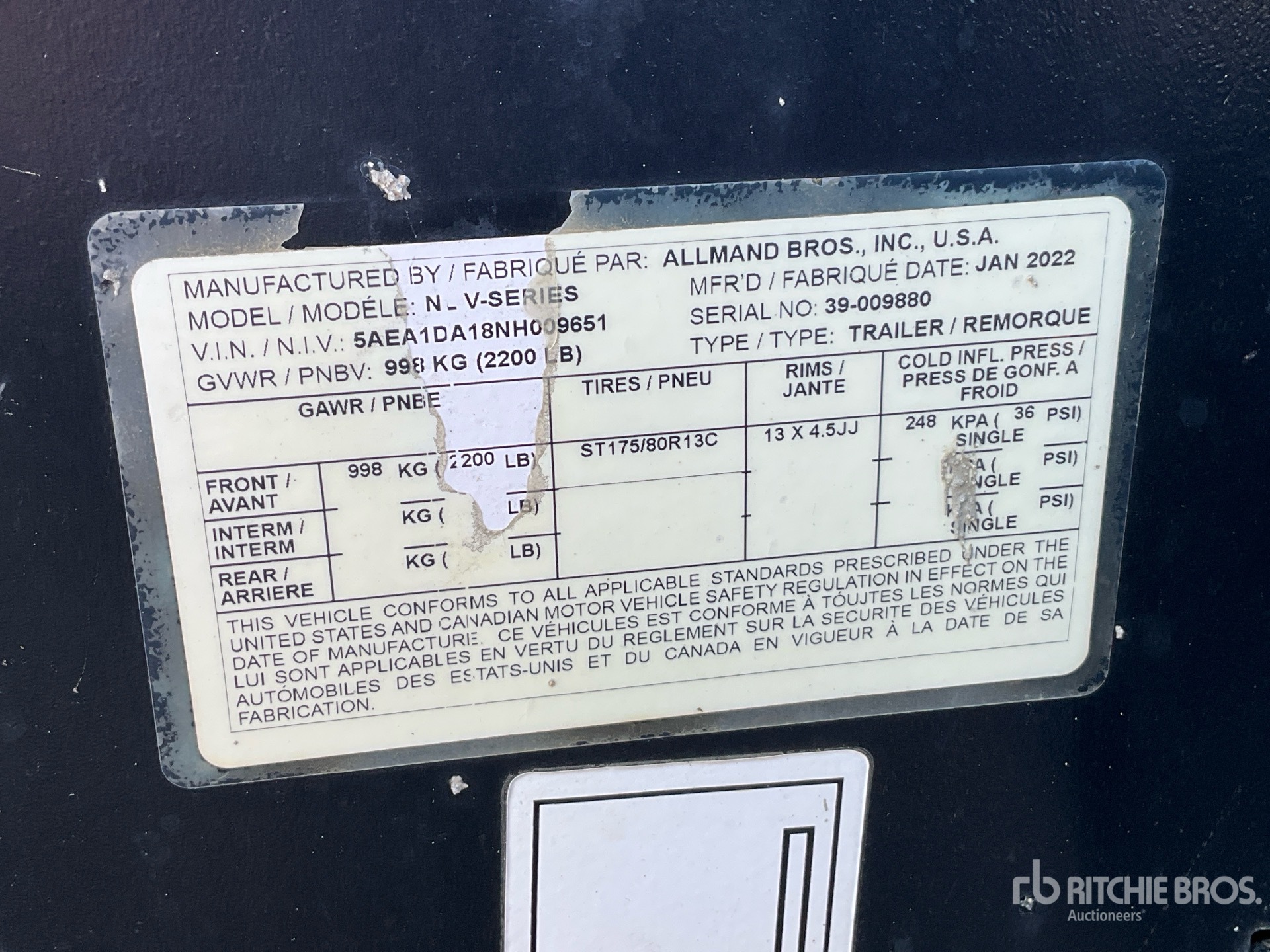 General Appearance with Serial Number / VIN