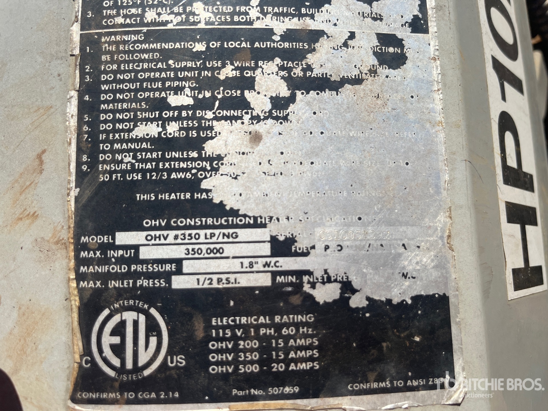 General Appearance with Serial Number / VIN