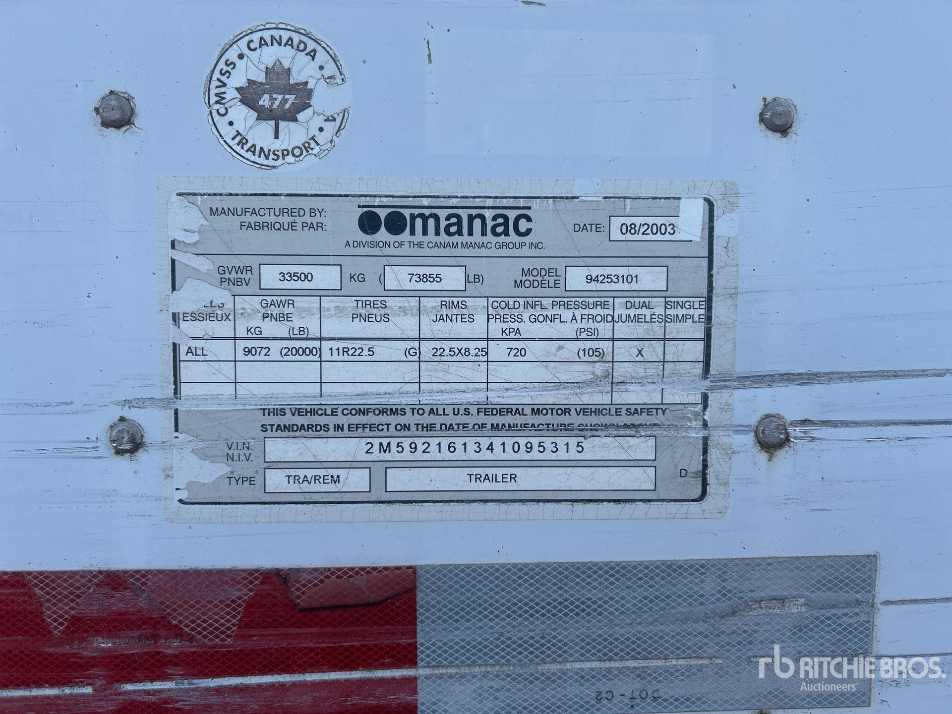 General Appearance with Serial Number / VIN