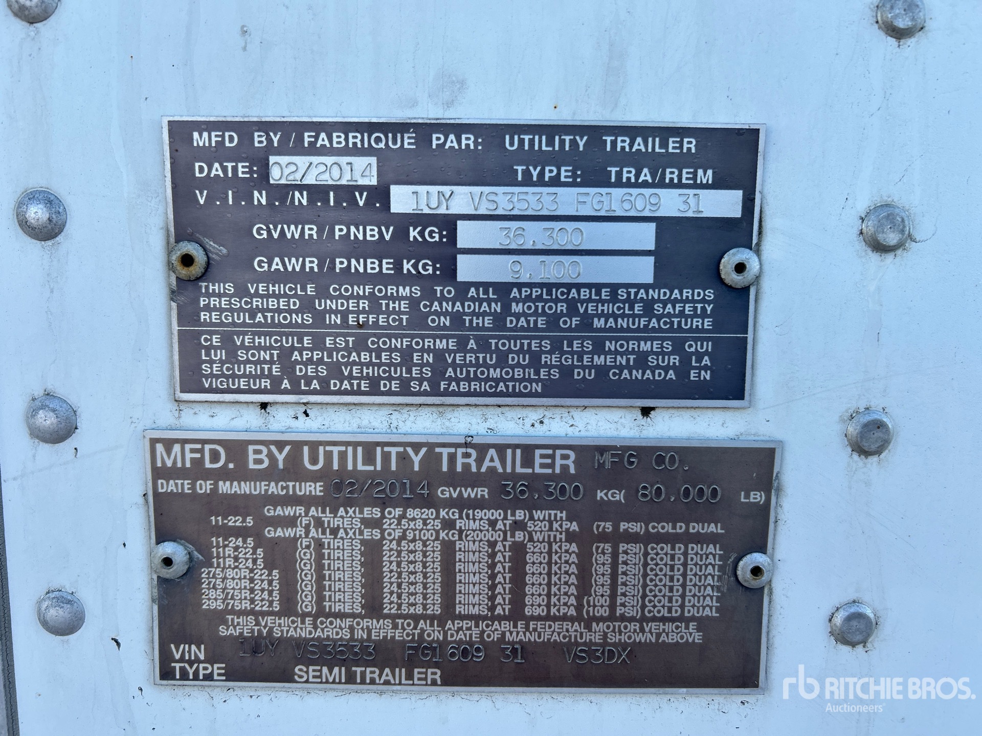 General Appearance with Serial Number / VIN