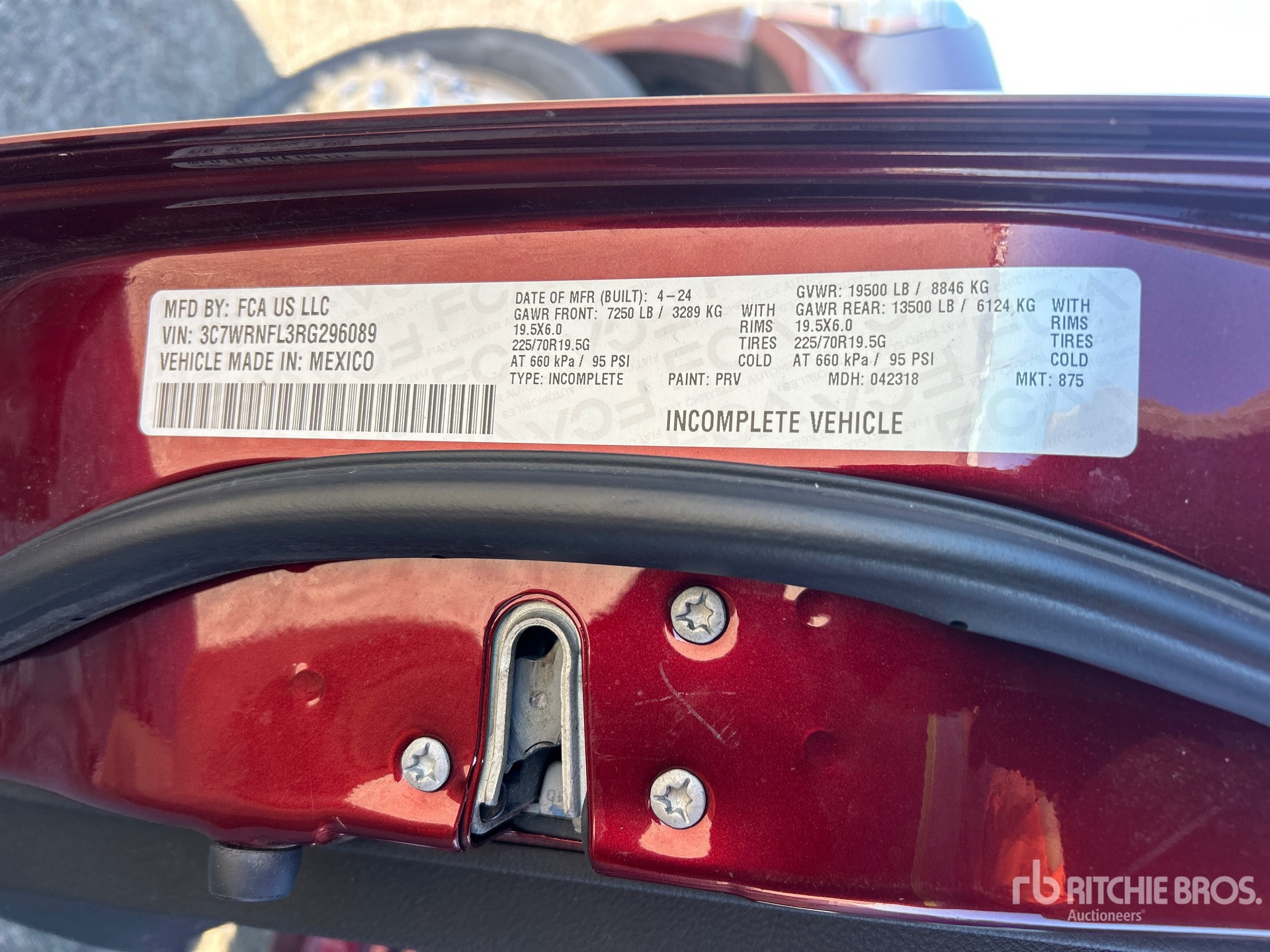 General Appearance with Serial Number / VIN