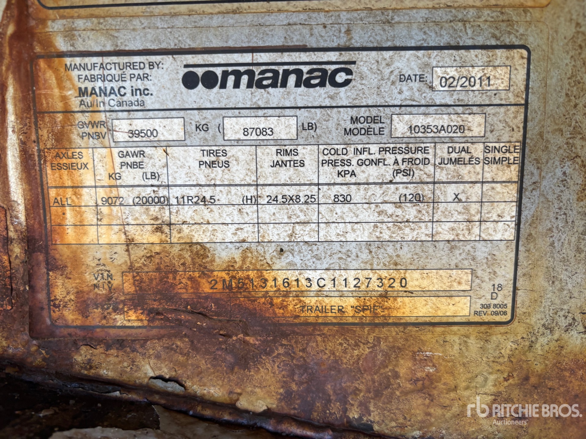 General Appearance with Serial Number / VIN