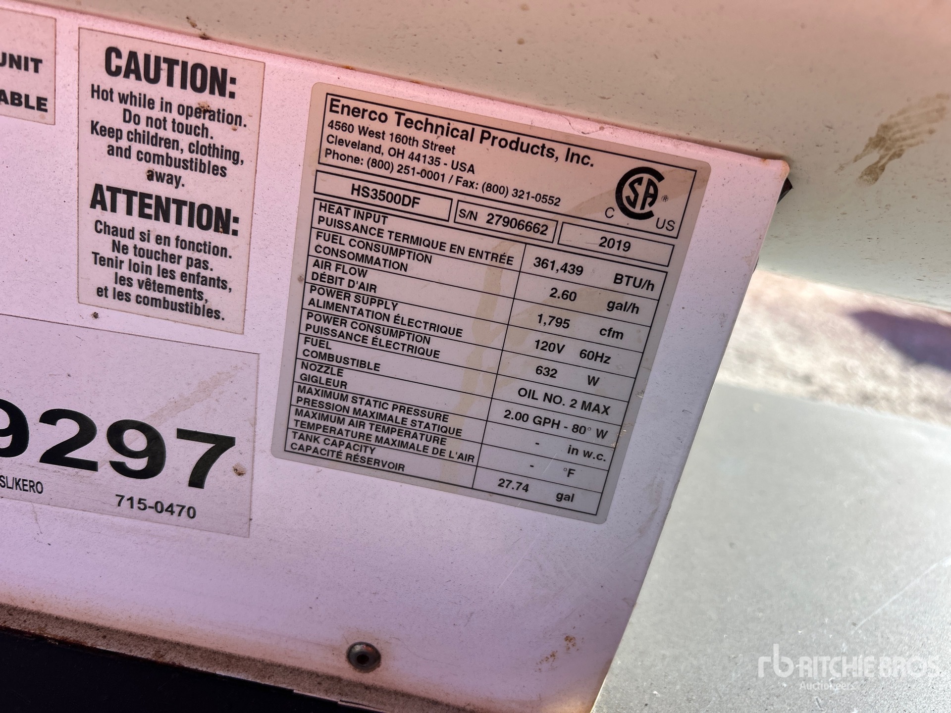 General Appearance with Serial Number / VIN