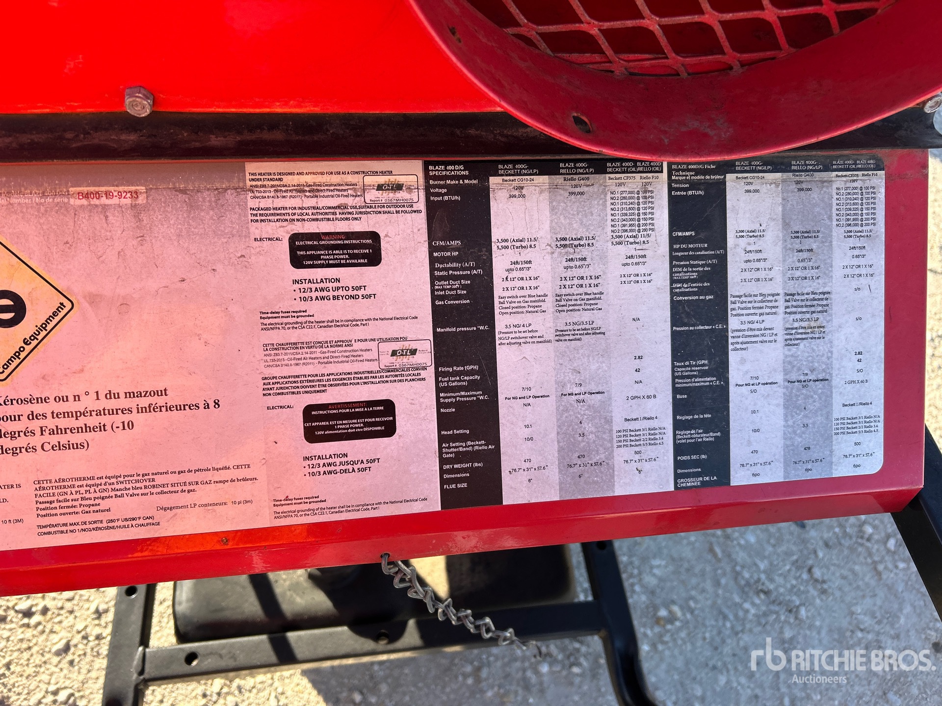 General Appearance with Serial Number / VIN