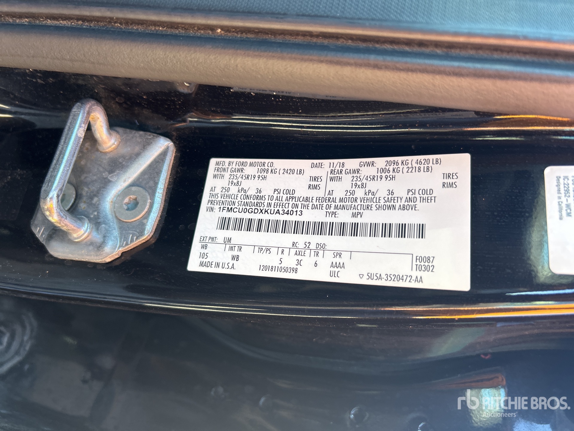 General Appearance with Serial Number / VIN