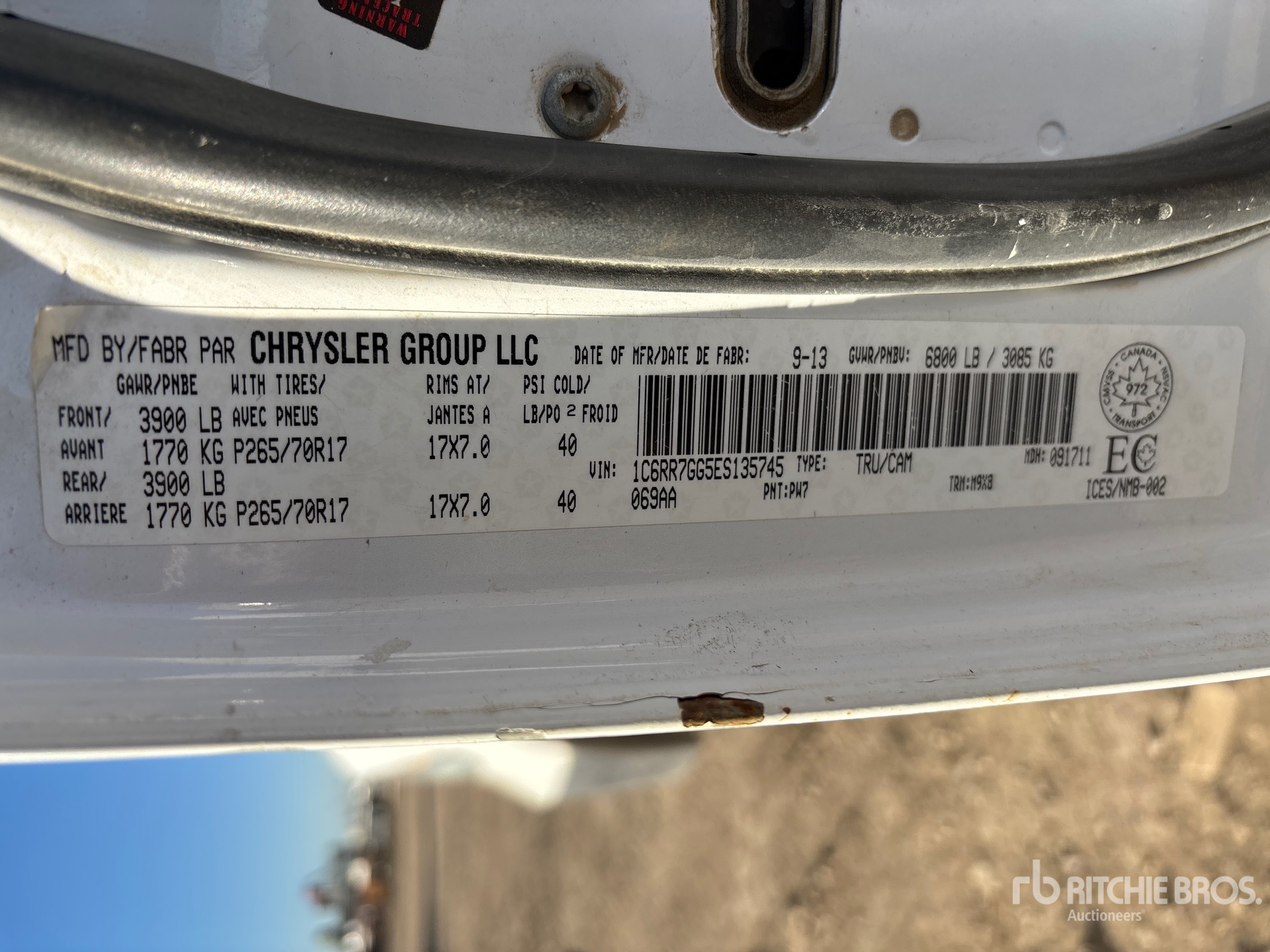 General Appearance with Serial Number / VIN