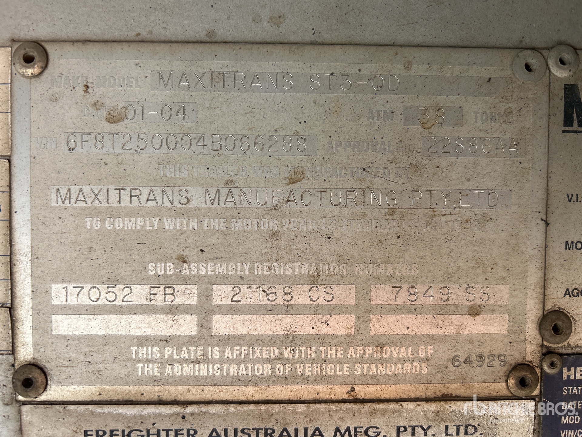 General Appearance with Serial Number / VIN