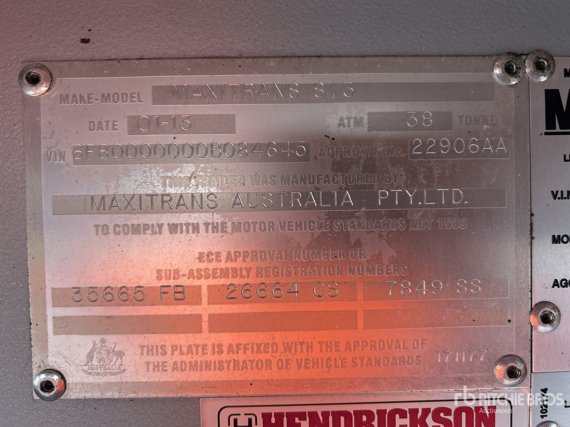 General Appearance with Serial Number / VIN