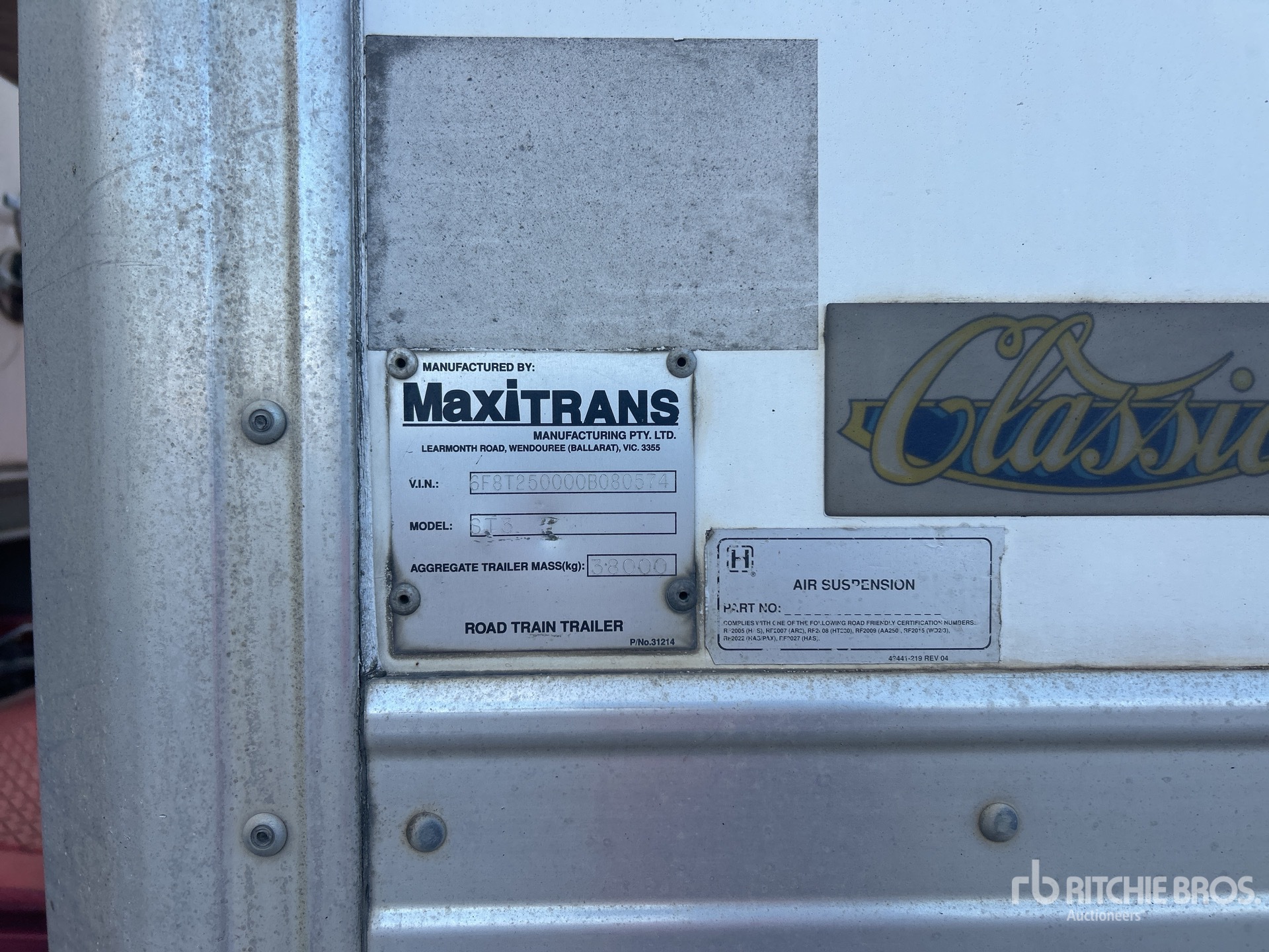 General Appearance with Serial Number / VIN