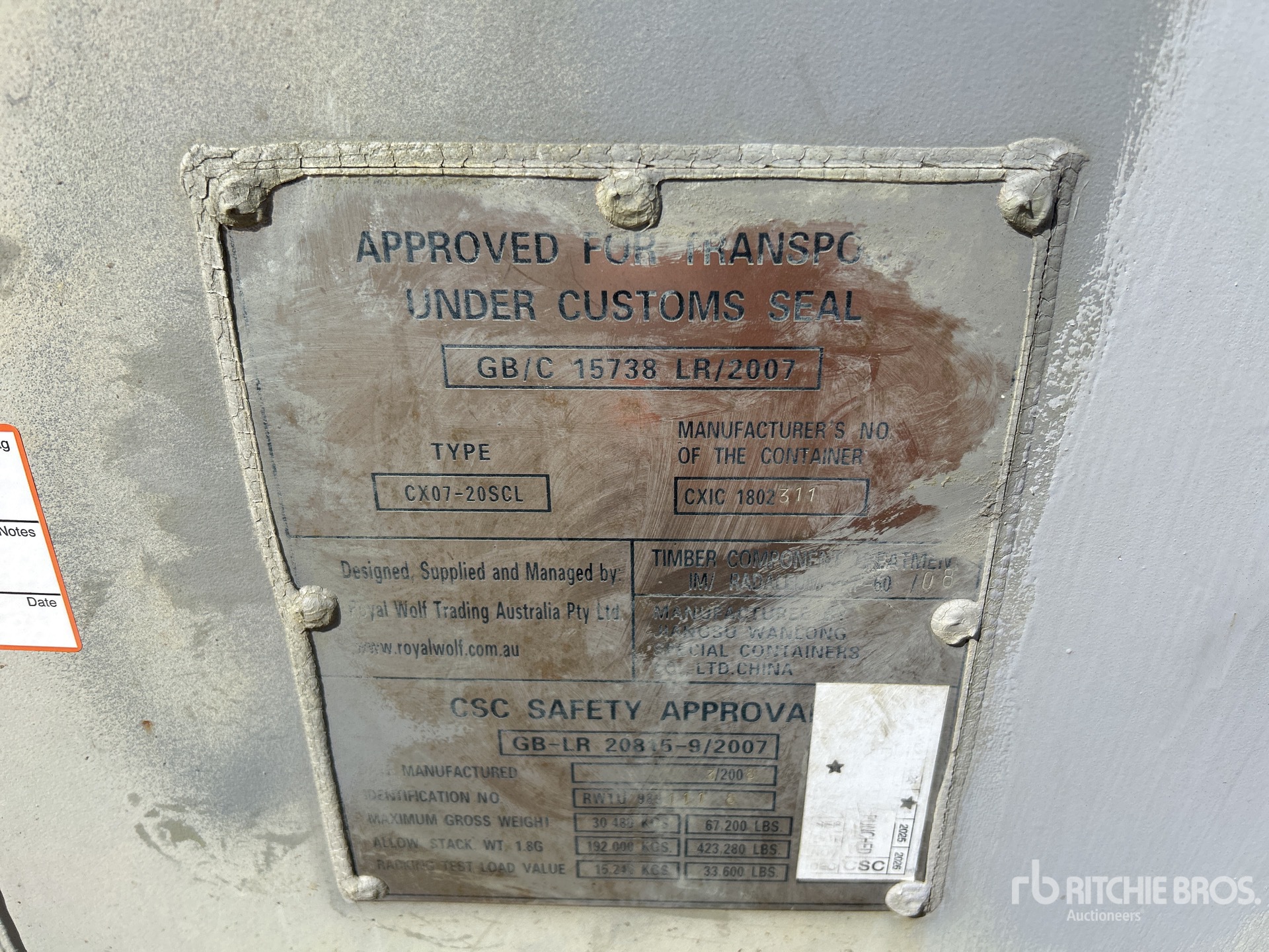 General Appearance with Serial Number / VIN