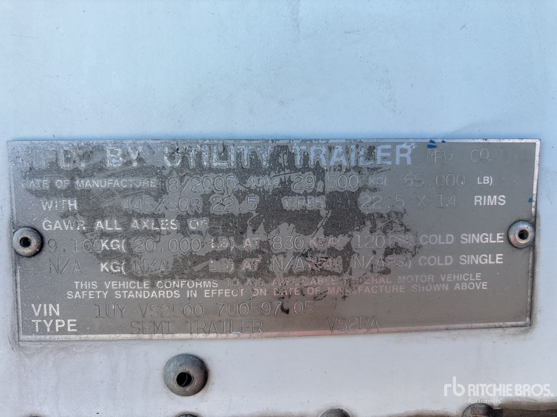 General Appearance with Serial Number / VIN