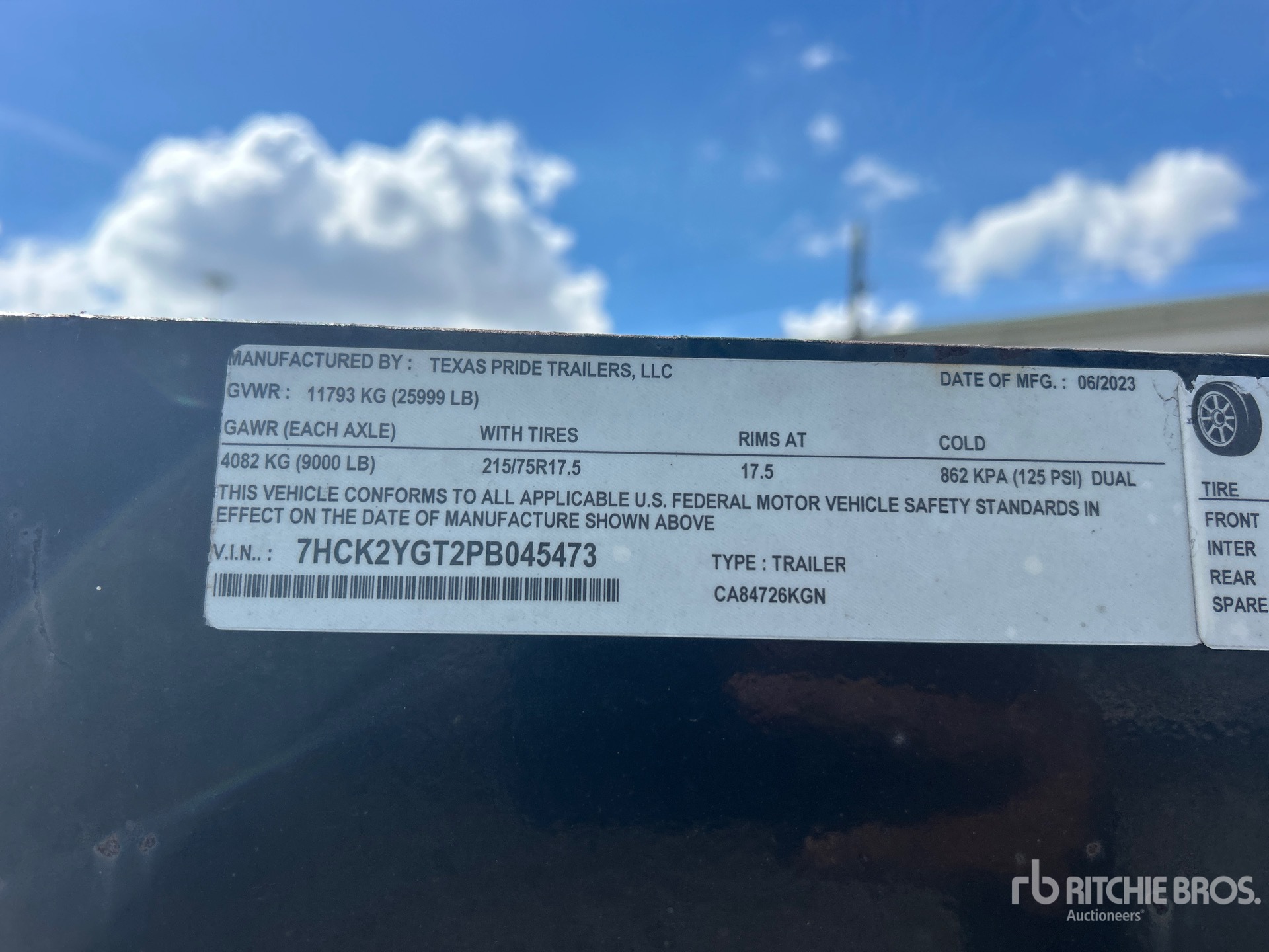 General Appearance with Serial Number / VIN