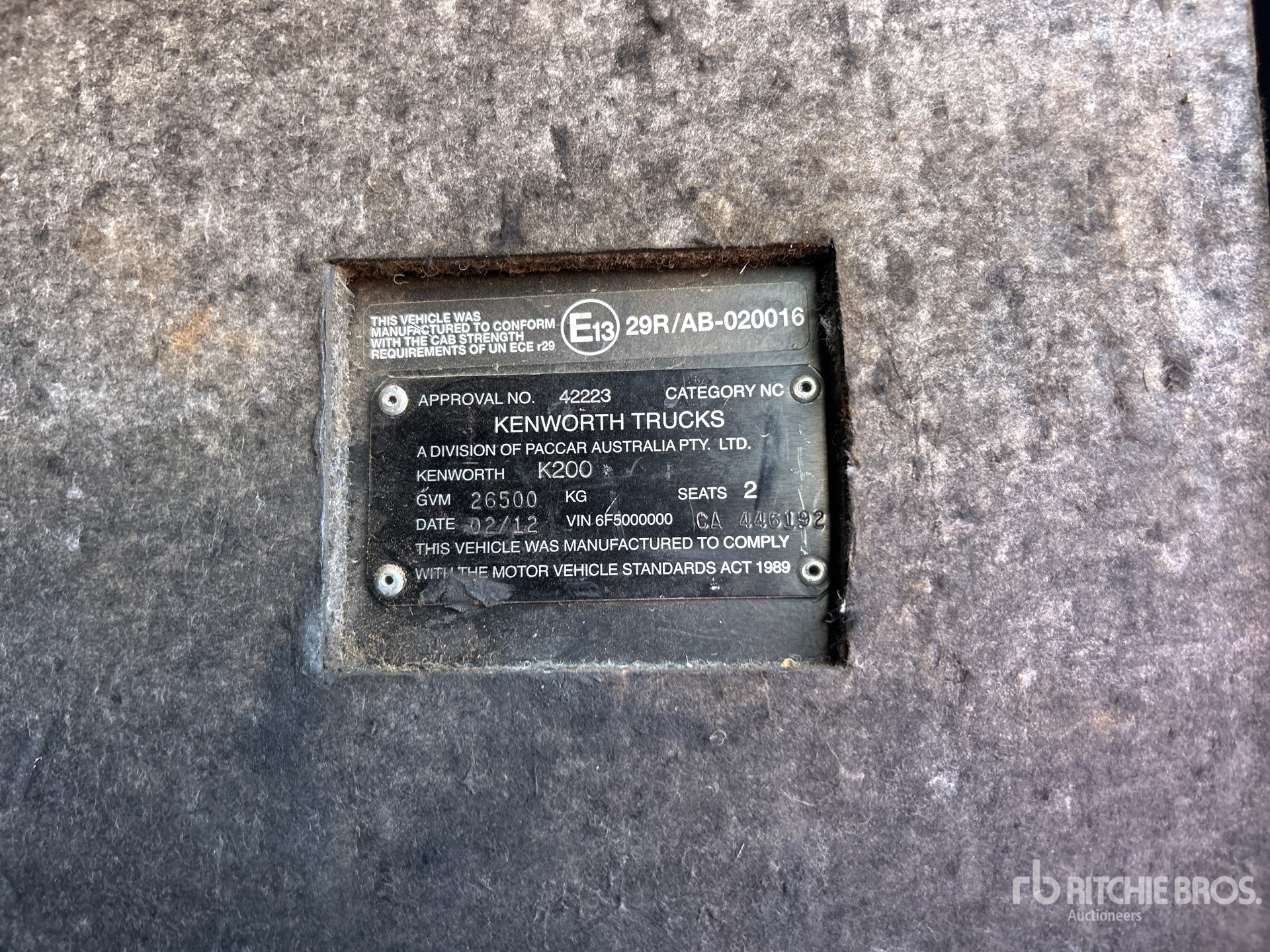 General Appearance with Serial Number / VIN