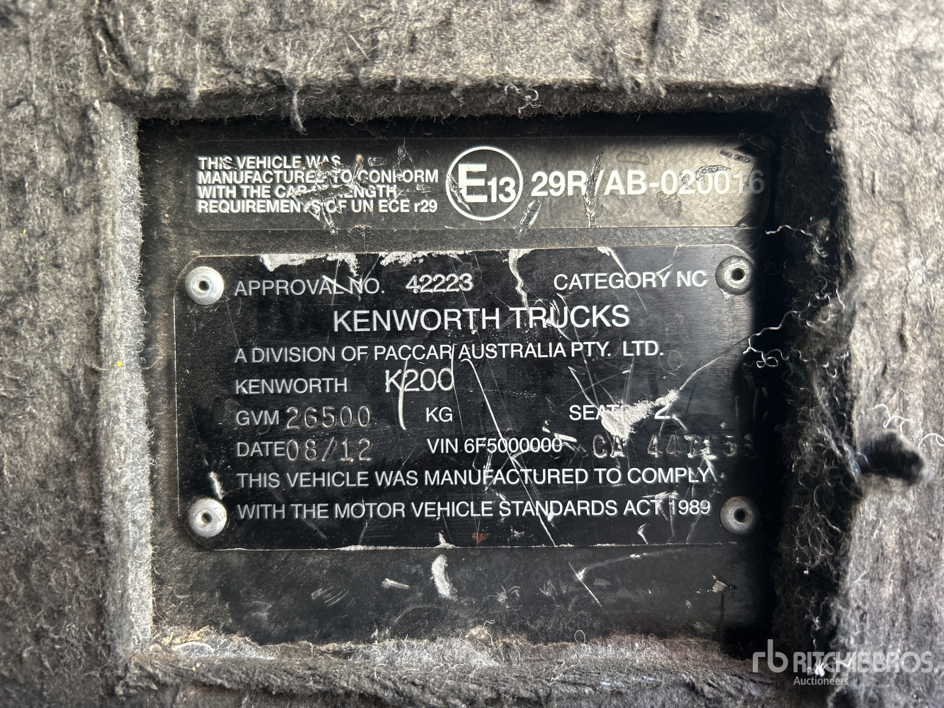 General Appearance with Serial Number / VIN