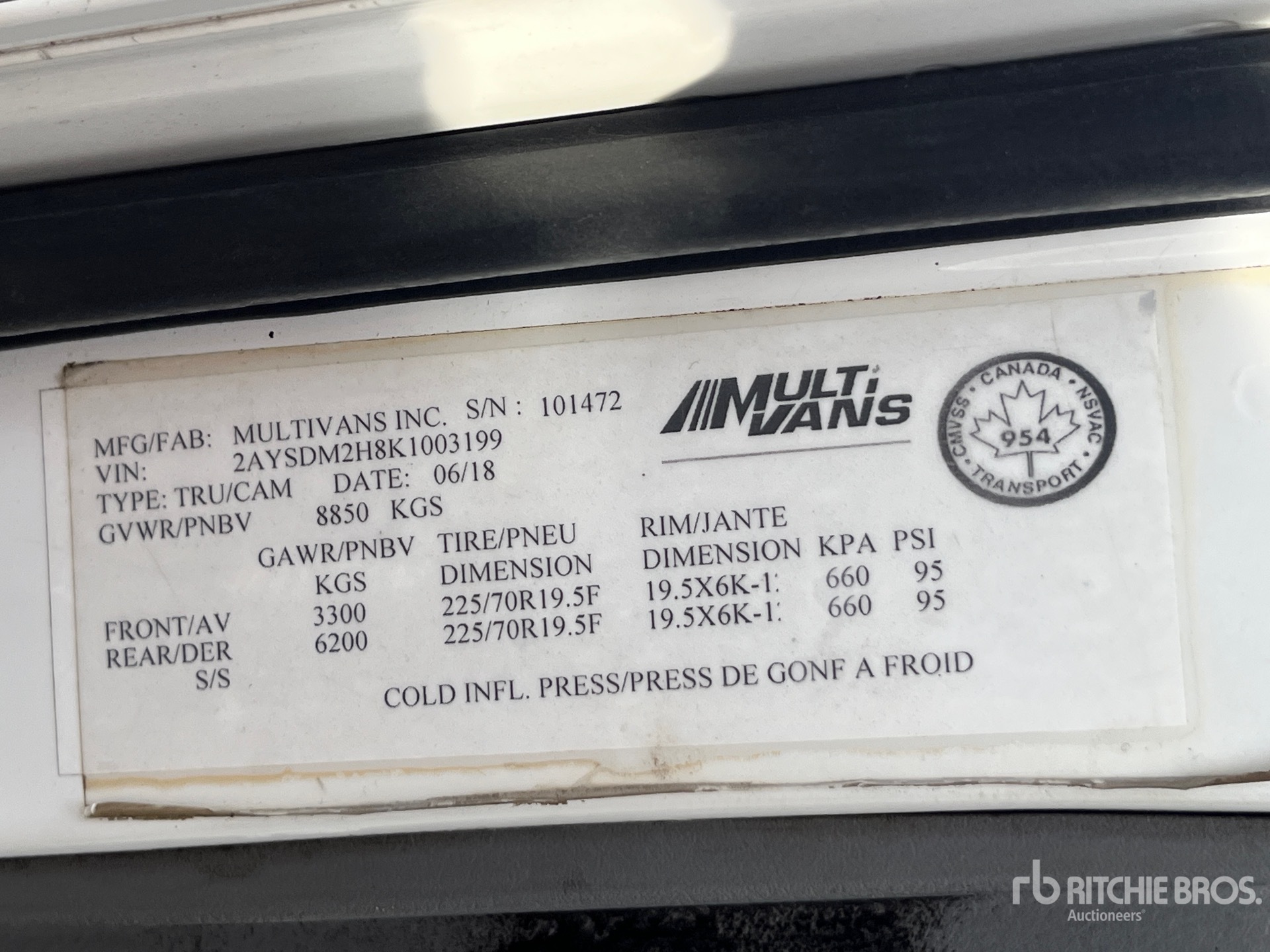 General Appearance with Serial Number / VIN