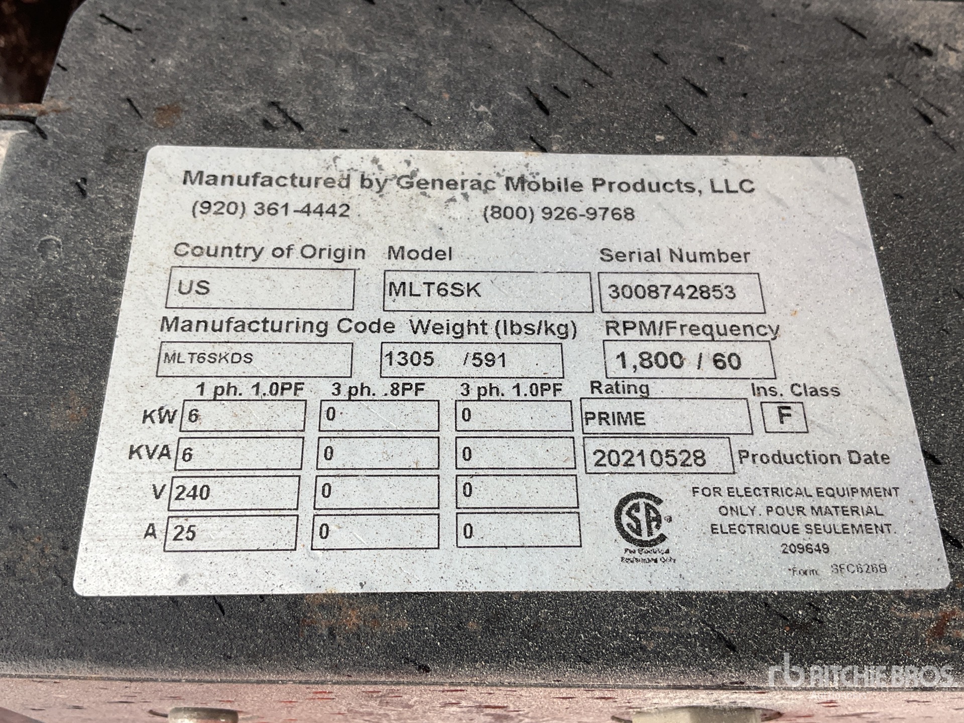 General Appearance with Serial Number / VIN