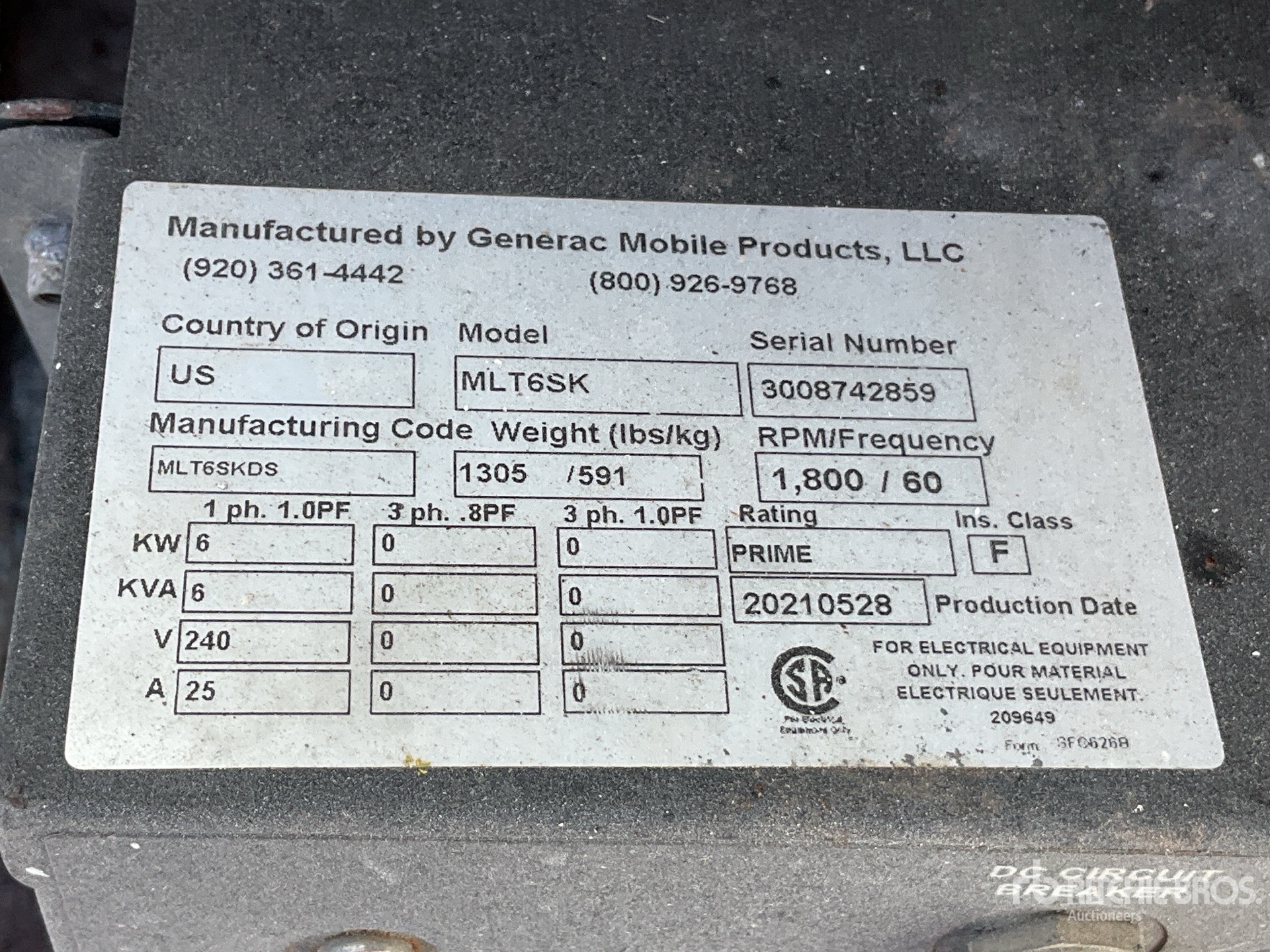 General Appearance with Serial Number / VIN