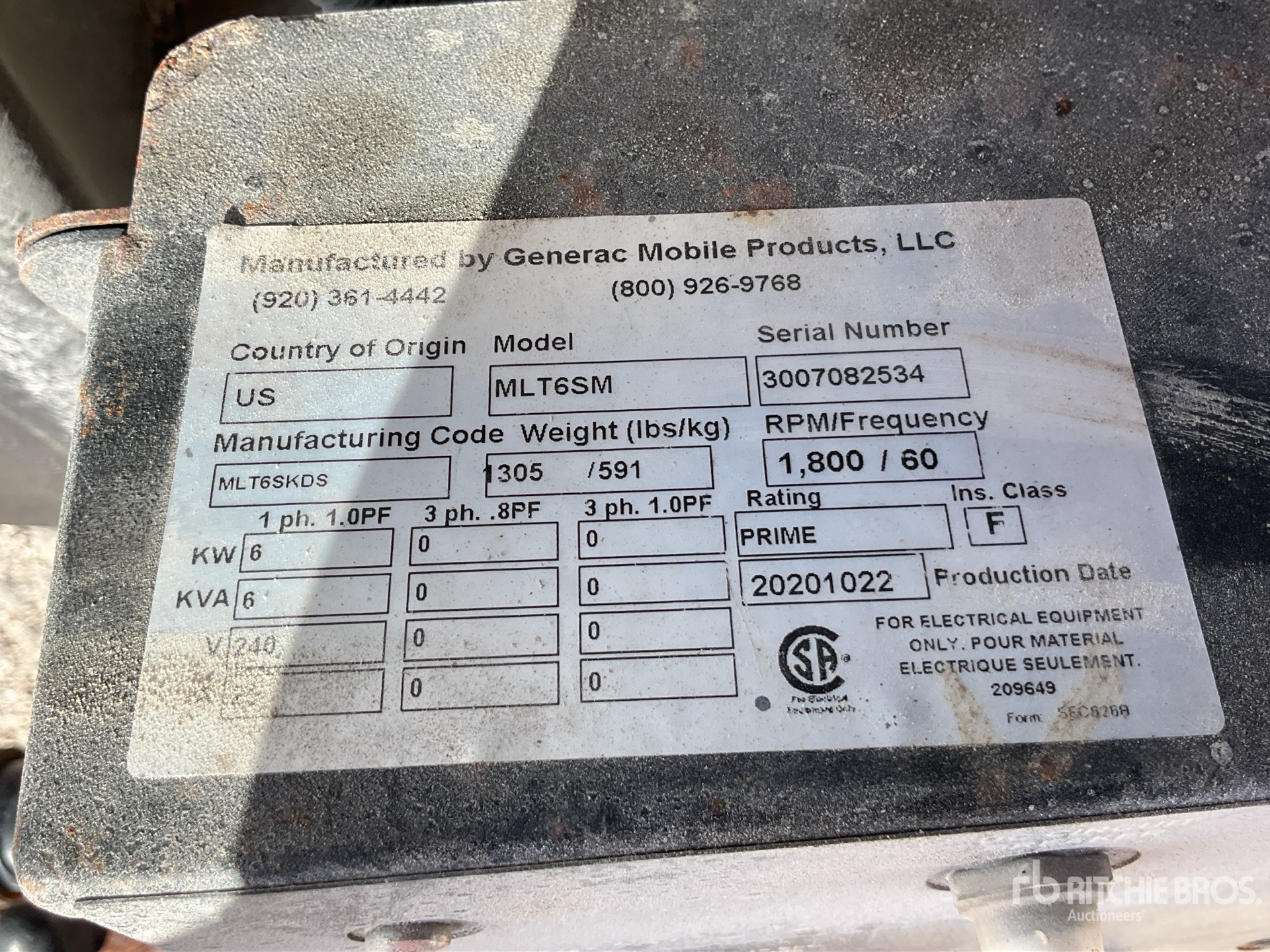 General Appearance with Serial Number / VIN