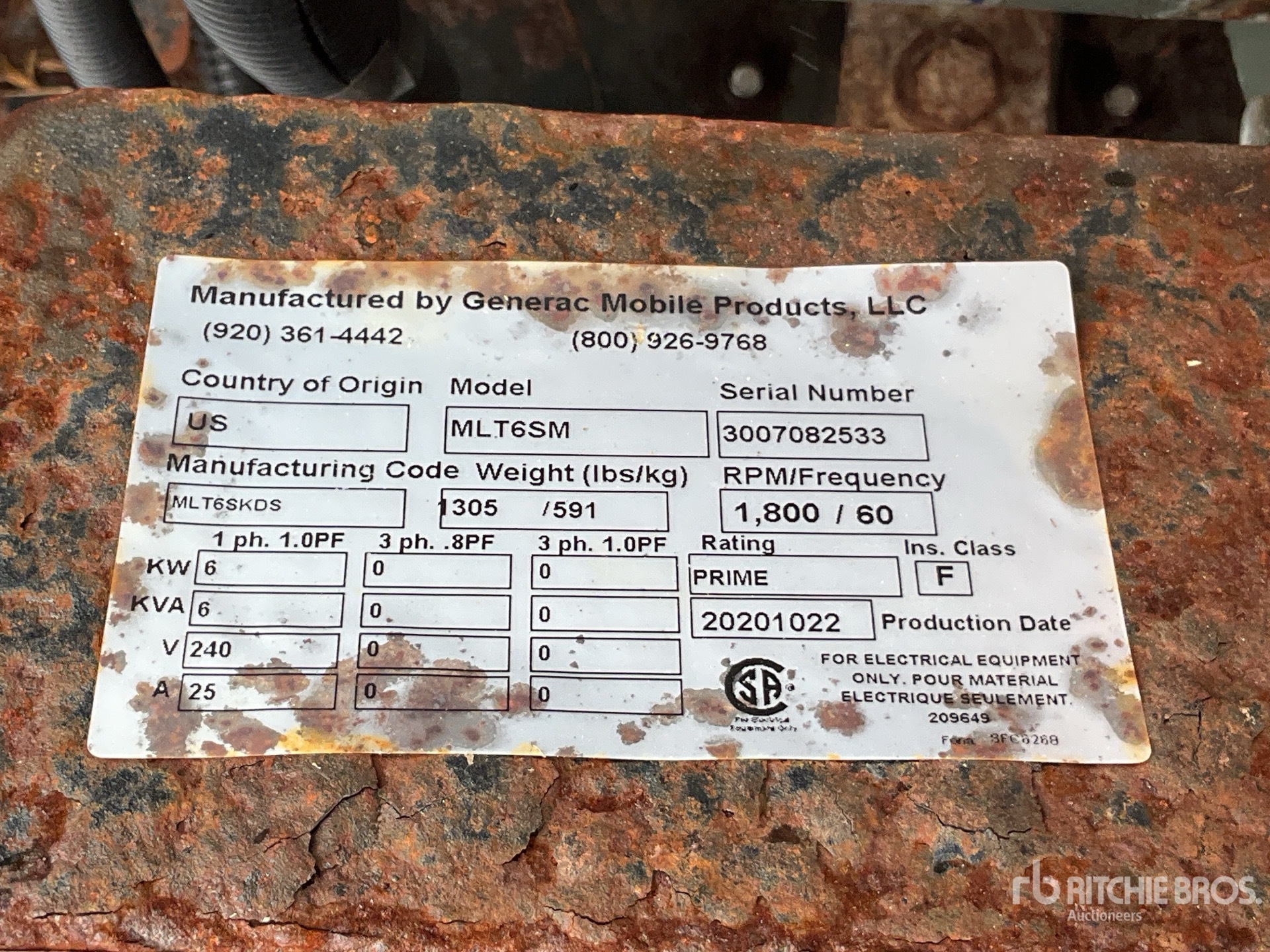 General Appearance with Serial Number / VIN