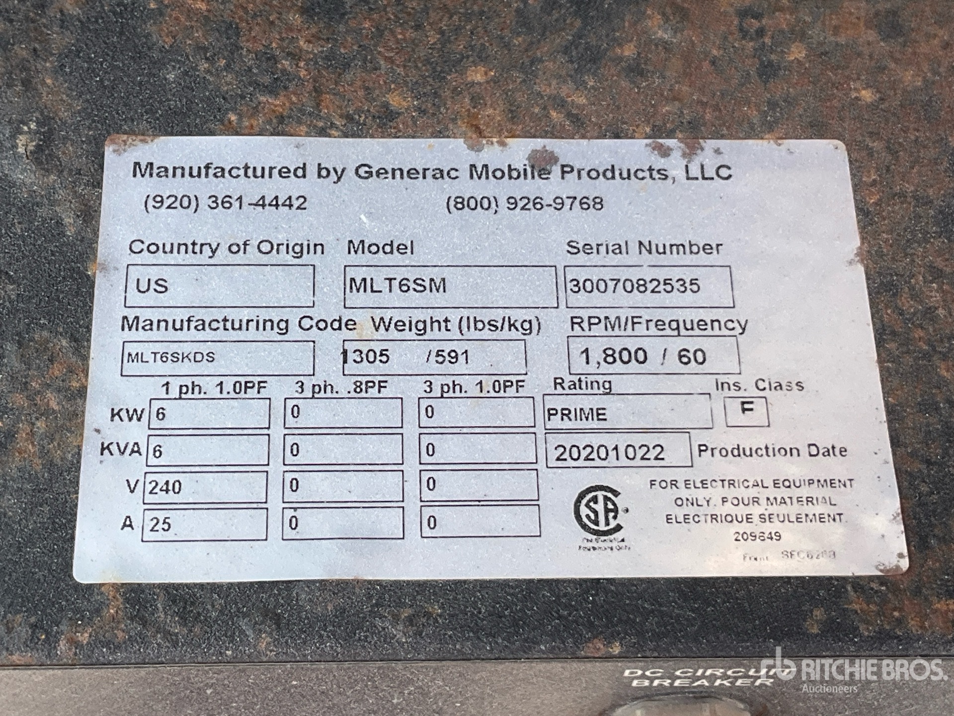 General Appearance with Serial Number / VIN