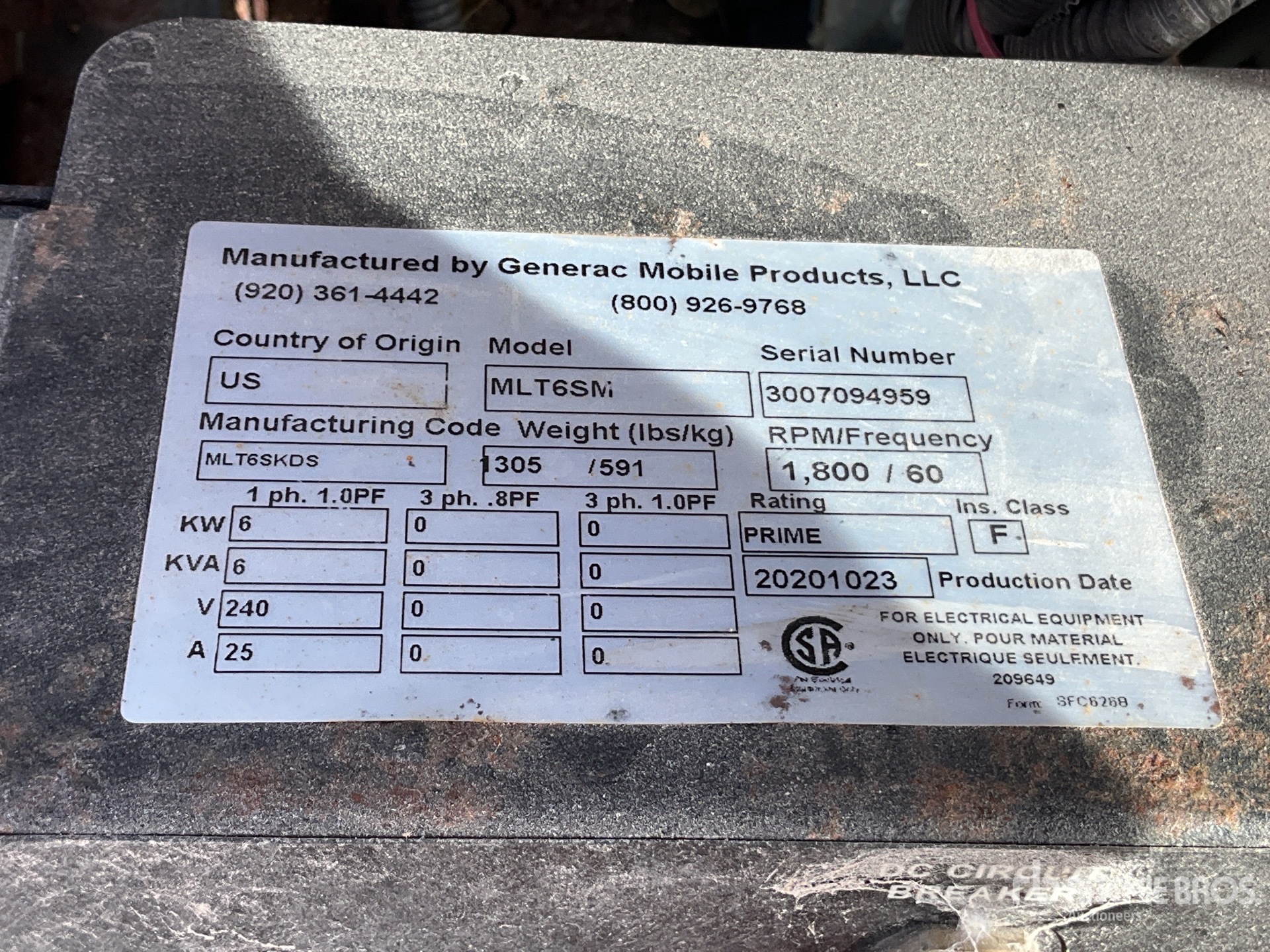 General Appearance with Serial Number / VIN