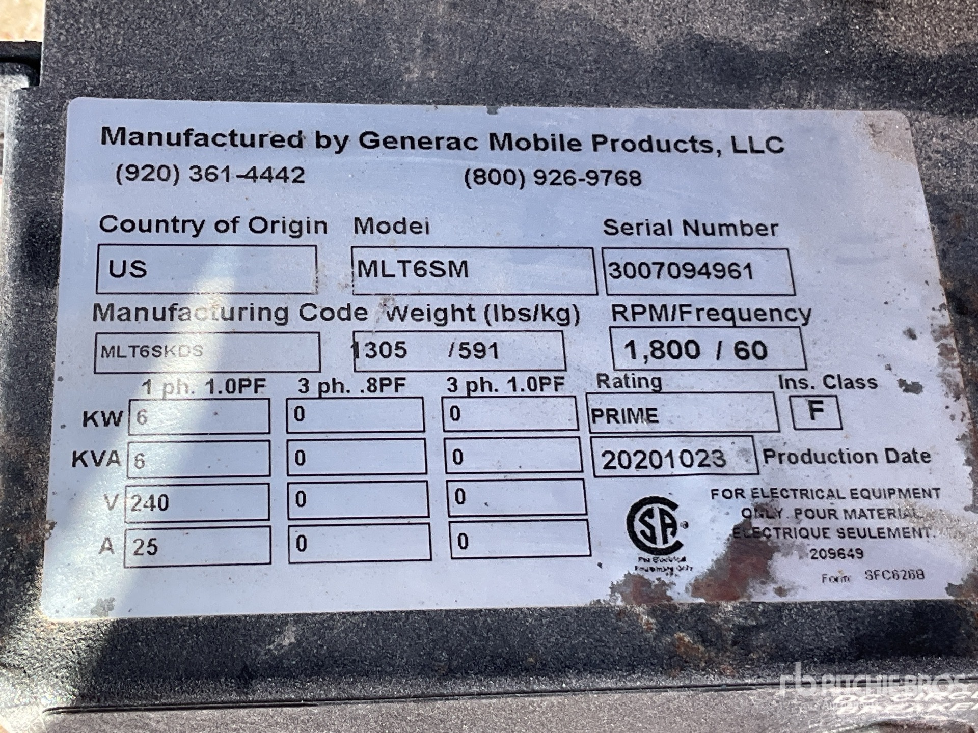 General Appearance with Serial Number / VIN