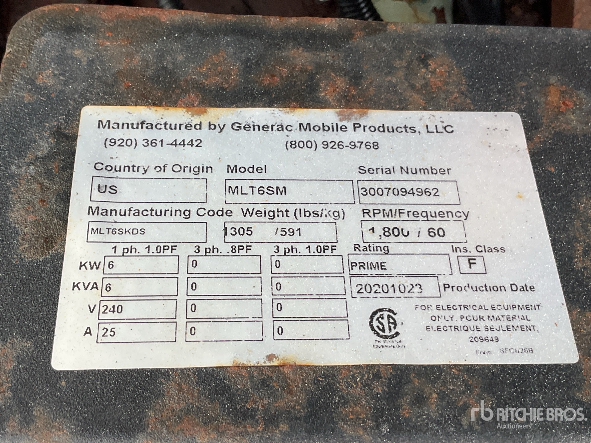 General Appearance with Serial Number / VIN