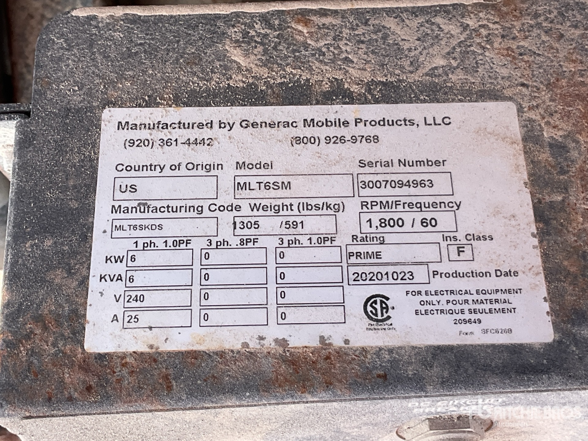 General Appearance with Serial Number / VIN