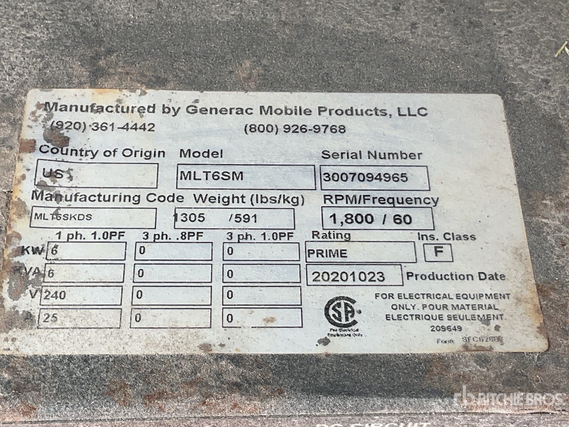 General Appearance with Serial Number / VIN
