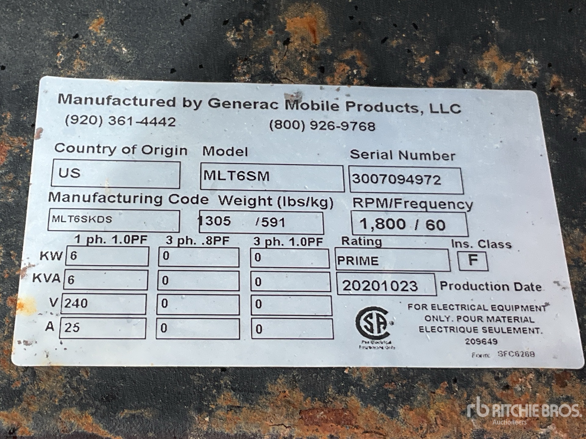 General Appearance with Serial Number / VIN
