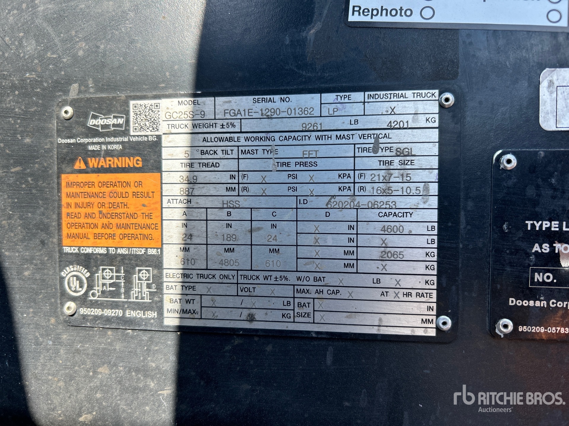General Appearance with Serial Number / VIN