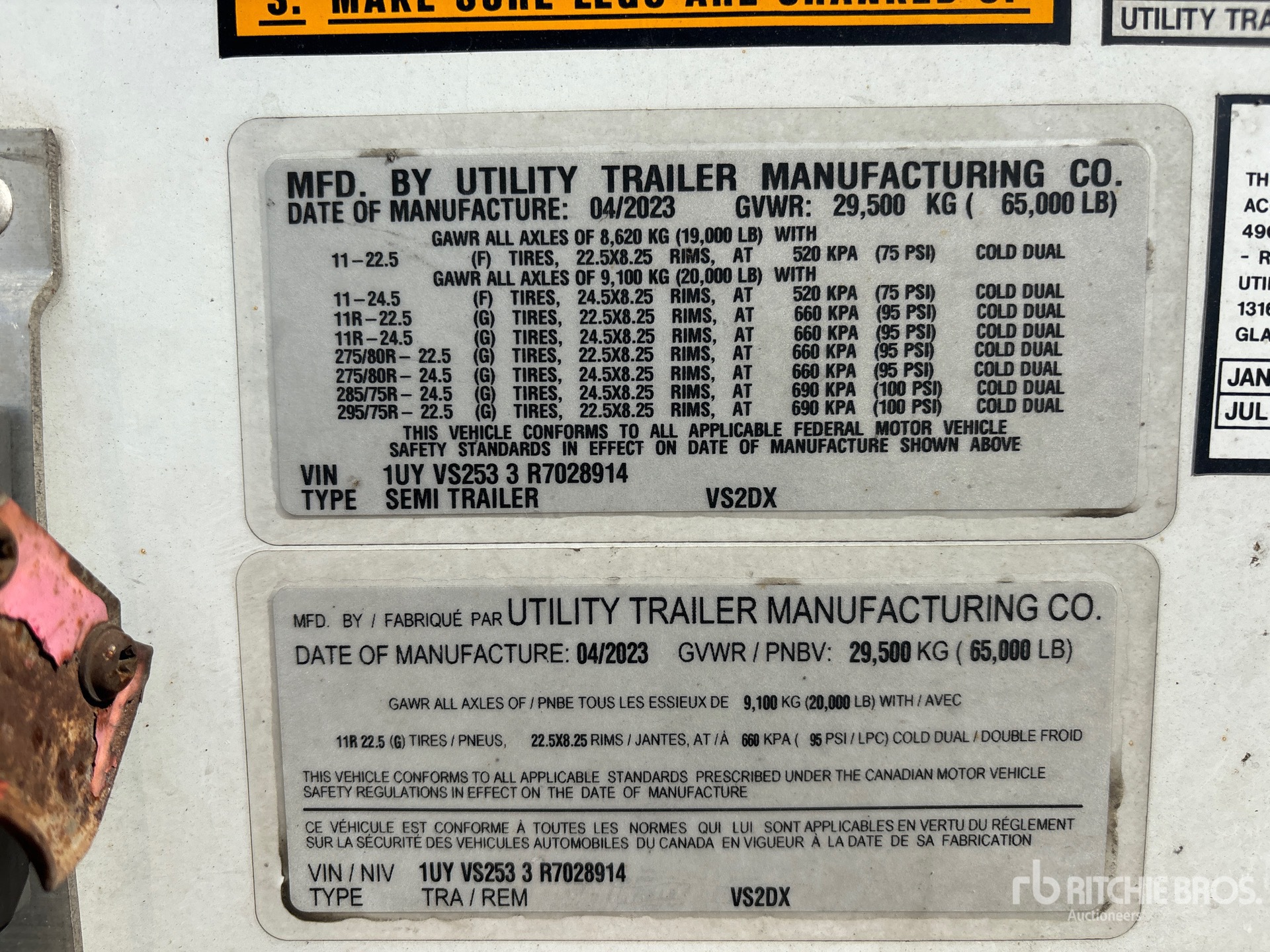 General Appearance with Serial Number / VIN