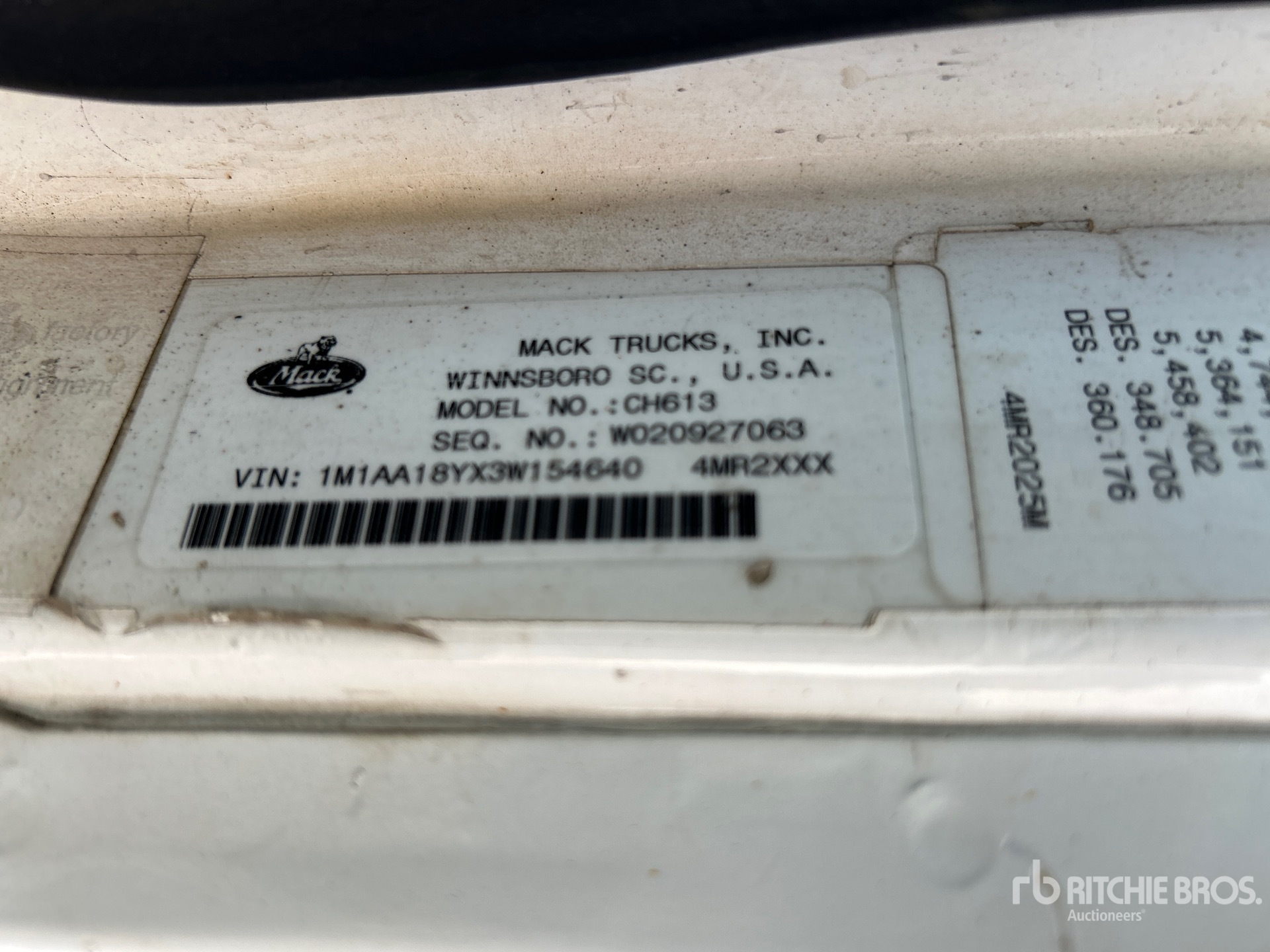 General Appearance with Serial Number / VIN
