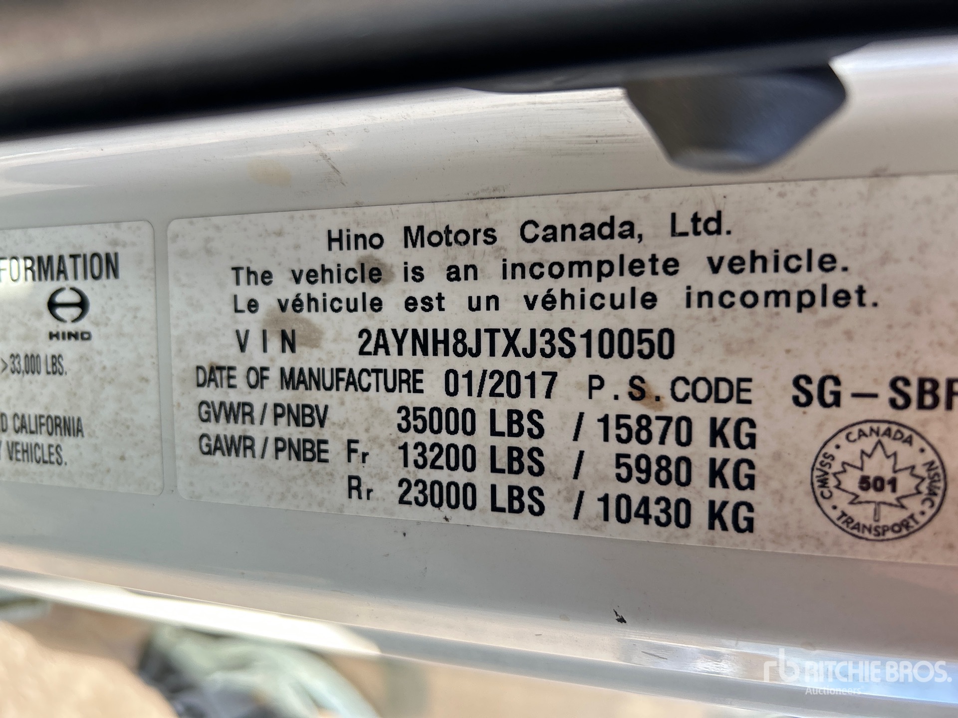 General Appearance with Serial Number / VIN