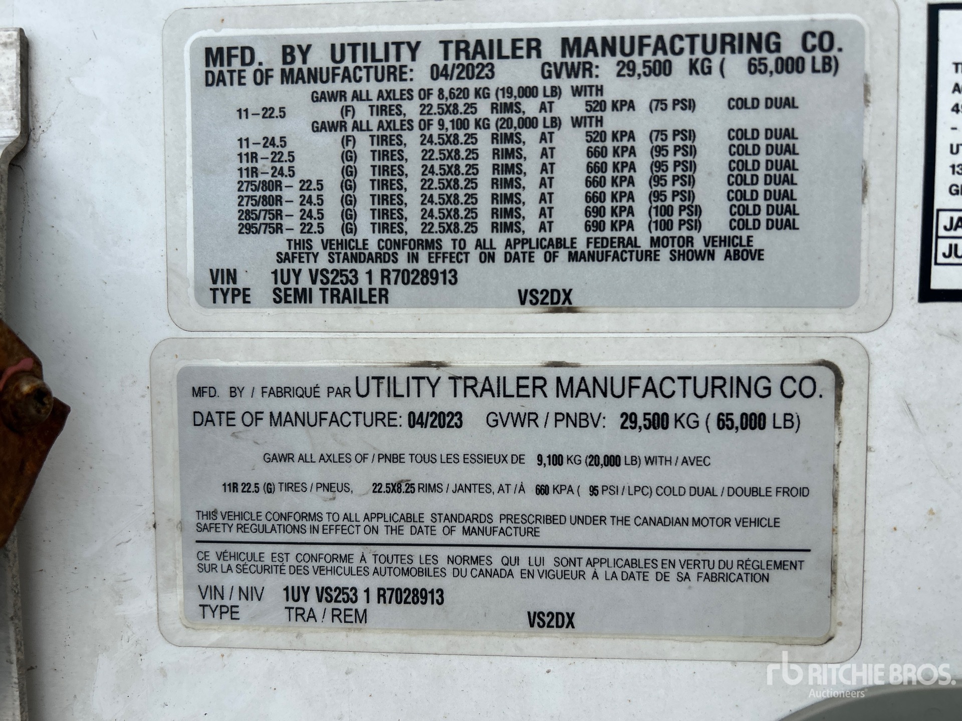 General Appearance with Serial Number / VIN
