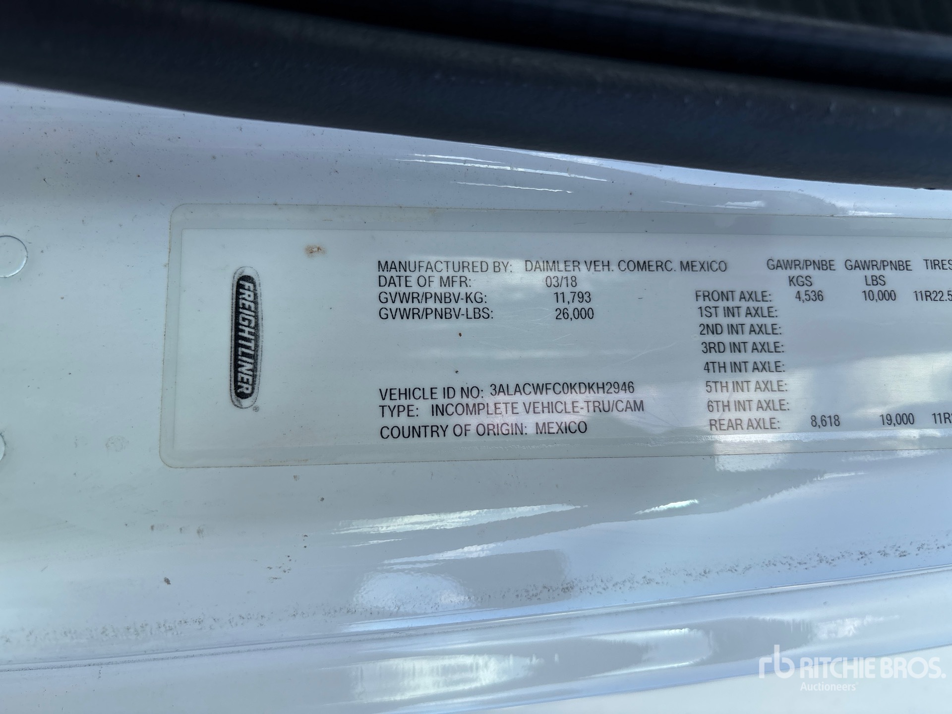 General Appearance with Serial Number / VIN