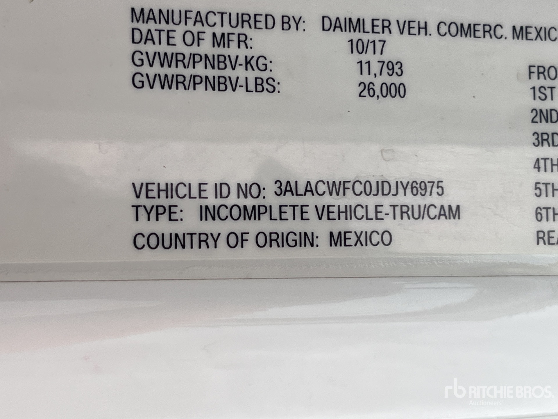 General Appearance with Serial Number / VIN