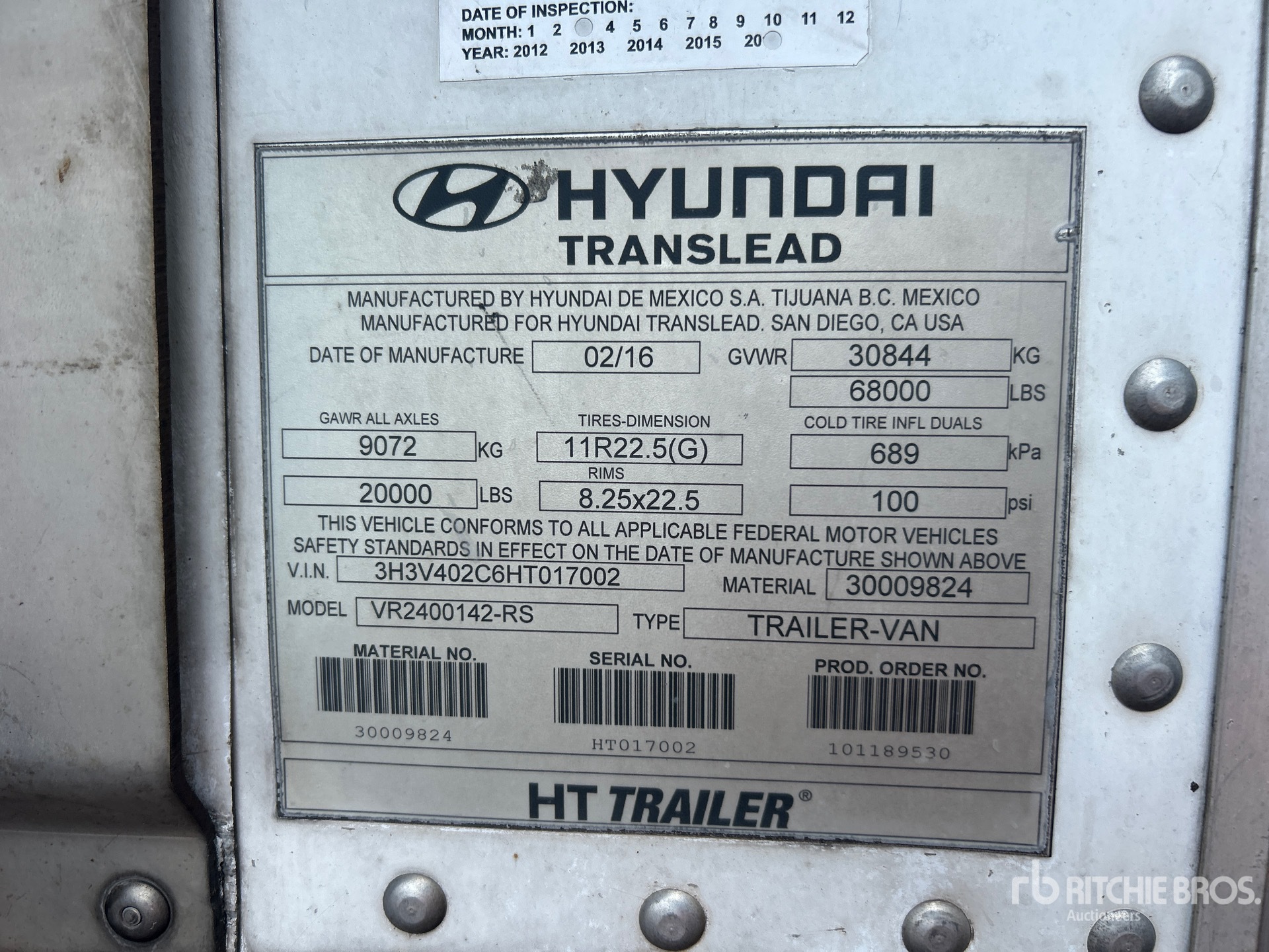 General Appearance with Serial Number / VIN