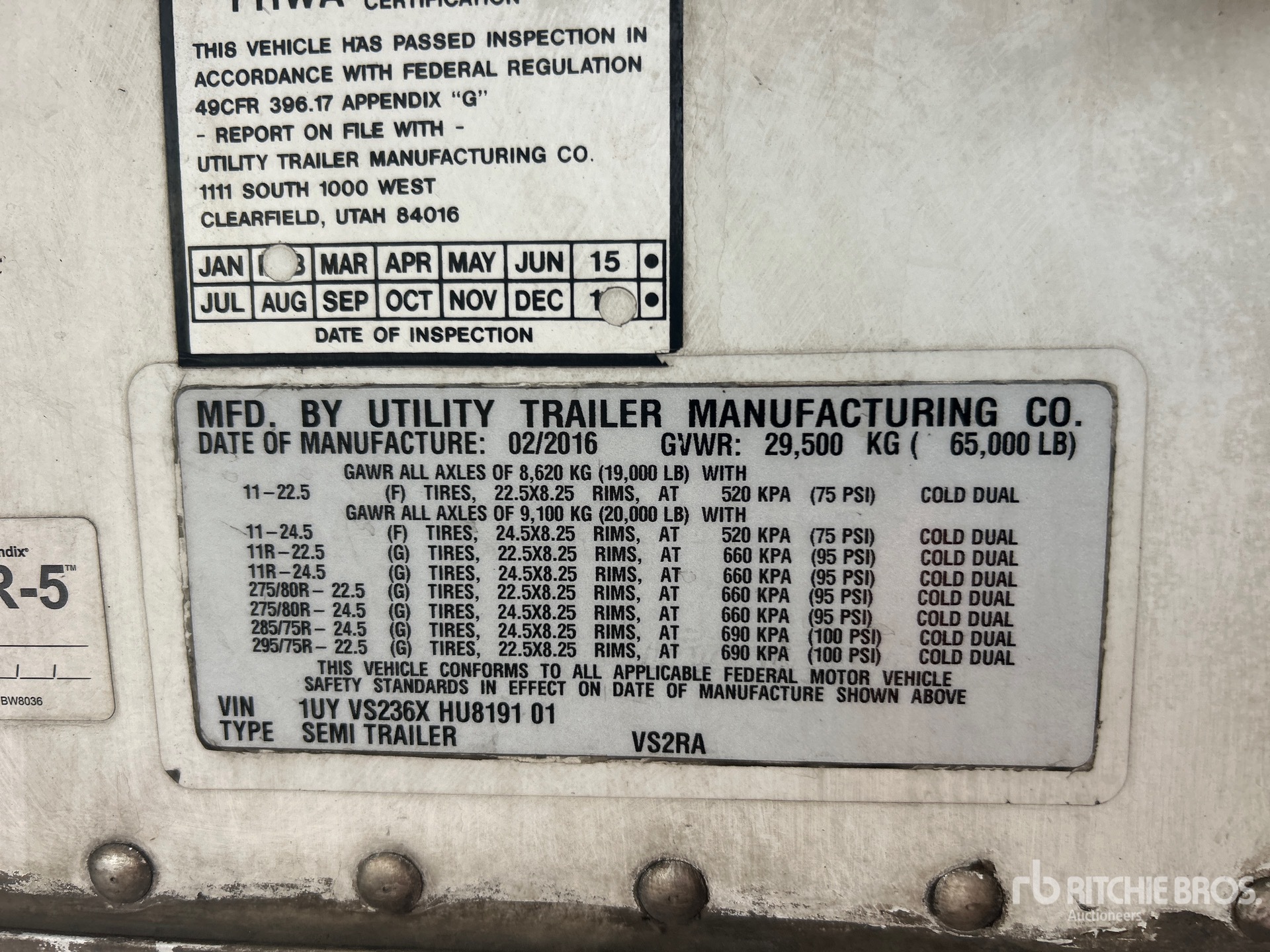 General Appearance with Serial Number / VIN