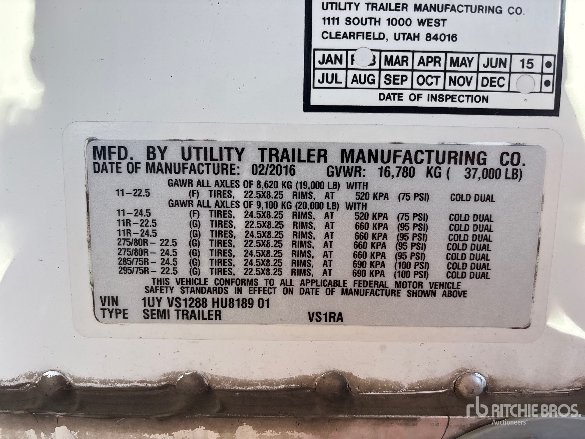 General Appearance with Serial Number / VIN