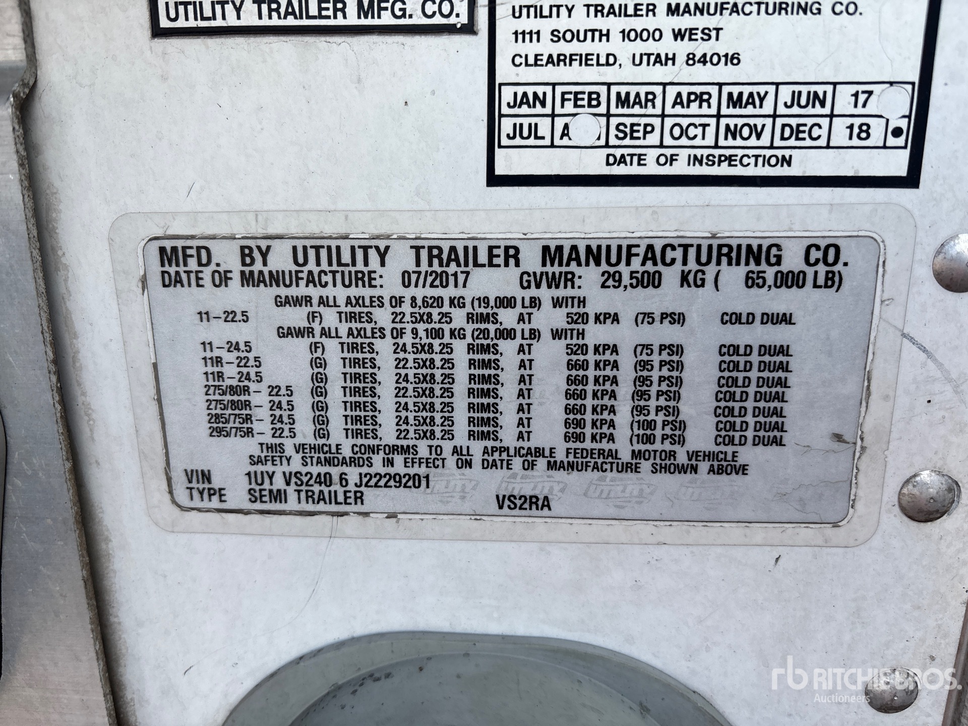 General Appearance with Serial Number / VIN