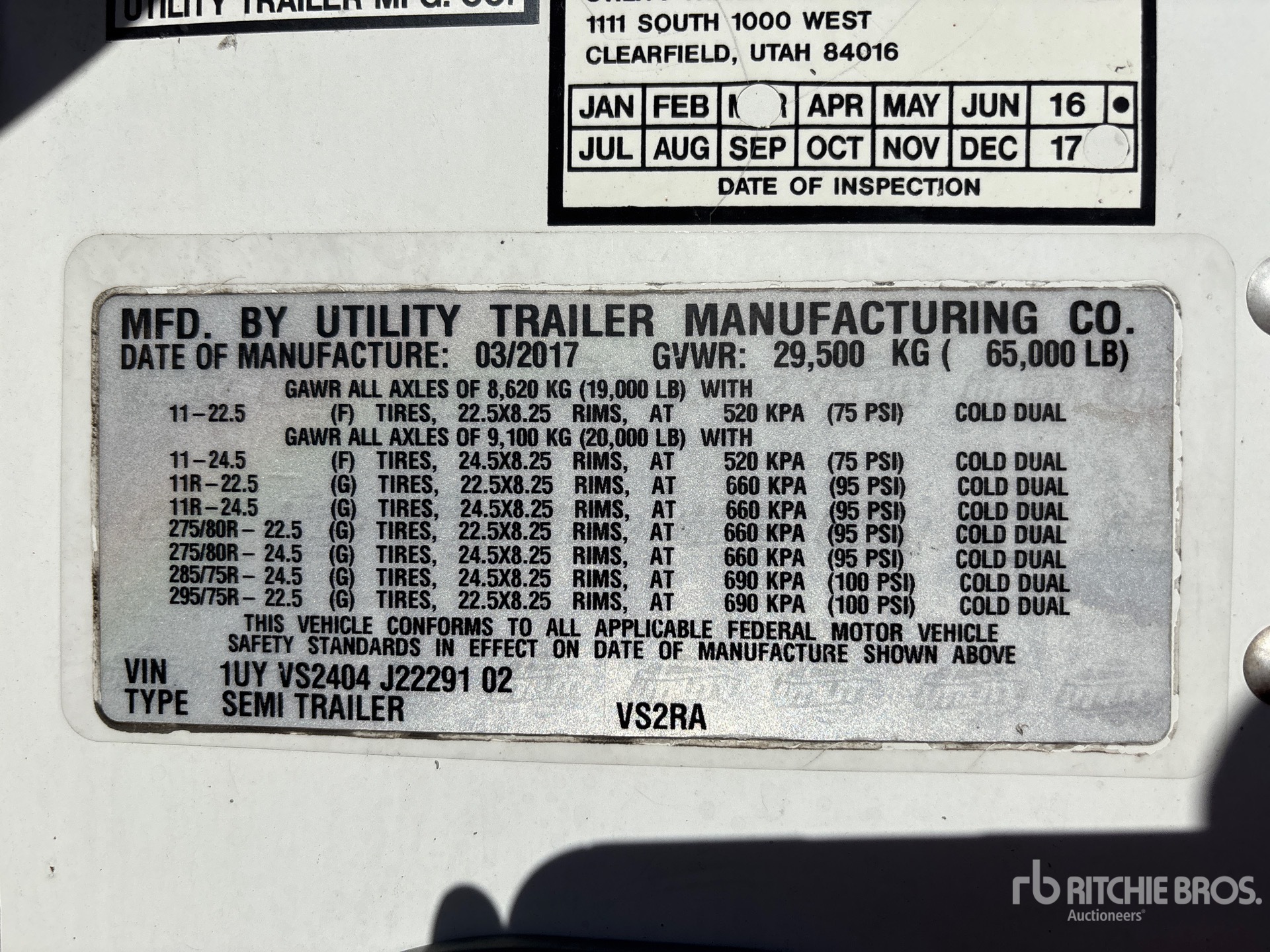 General Appearance with Serial Number / VIN